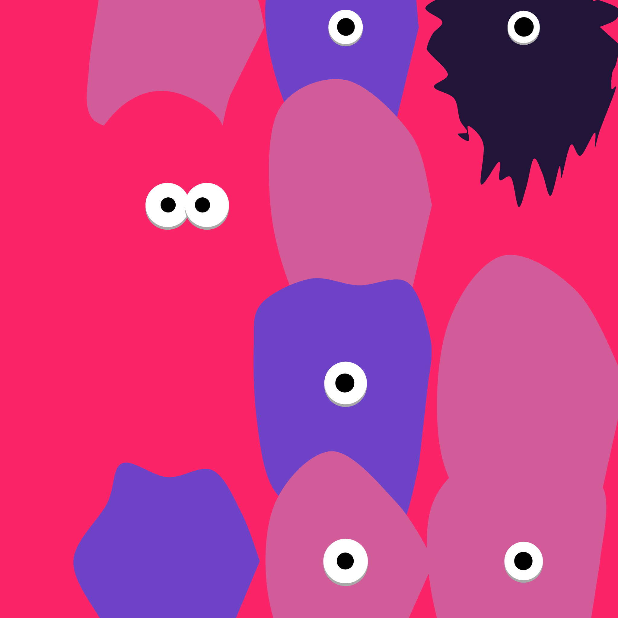Kinetic Base Blob #41 (~48 Size 590 Kinetic Blobs with 43 Eyes Sporting the XCOPY 2 Theme)