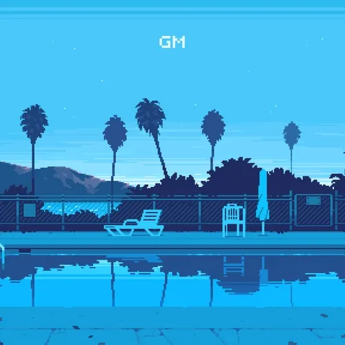 Motel pool in the morning