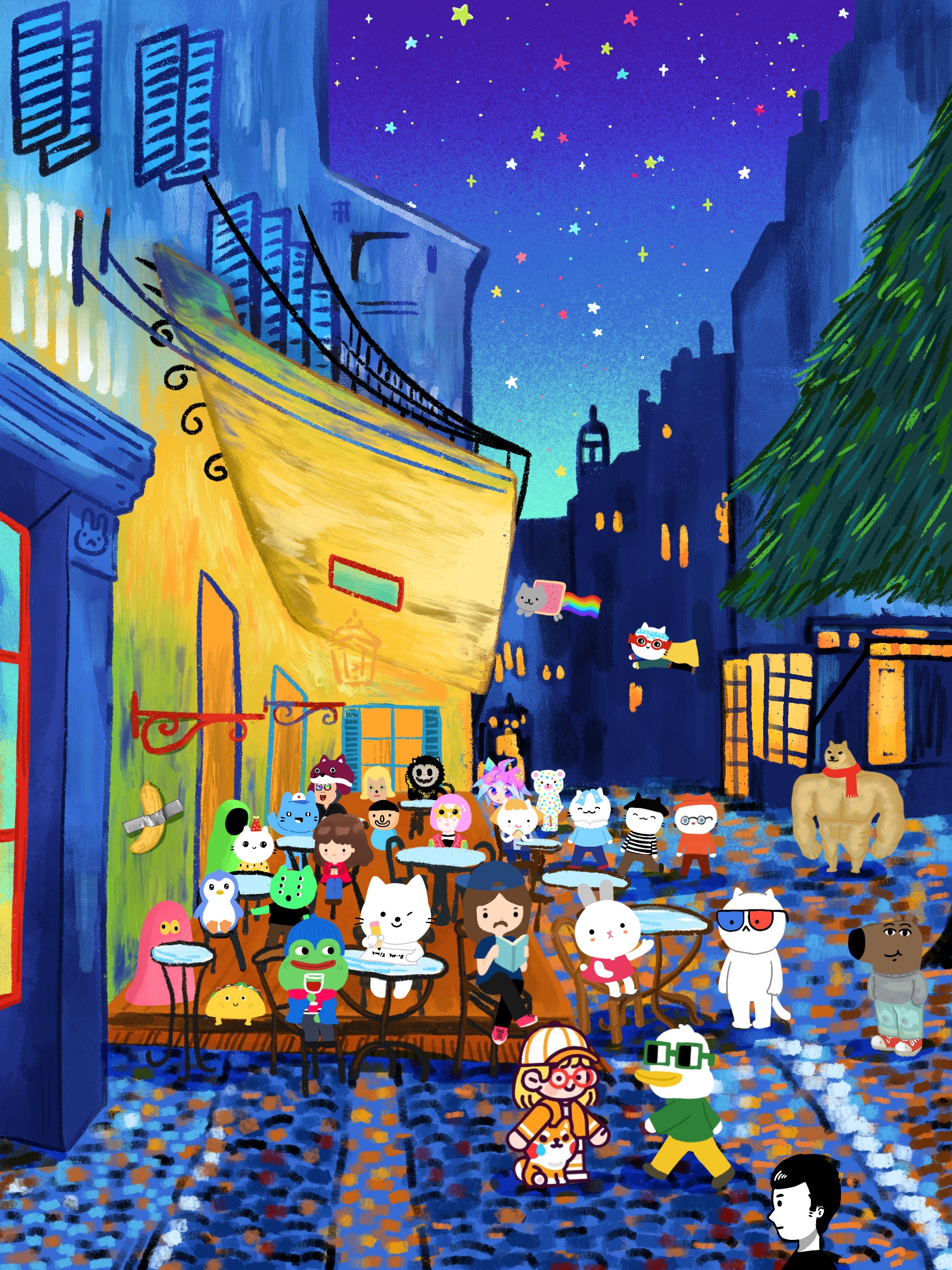NFT Café Terrace at Night