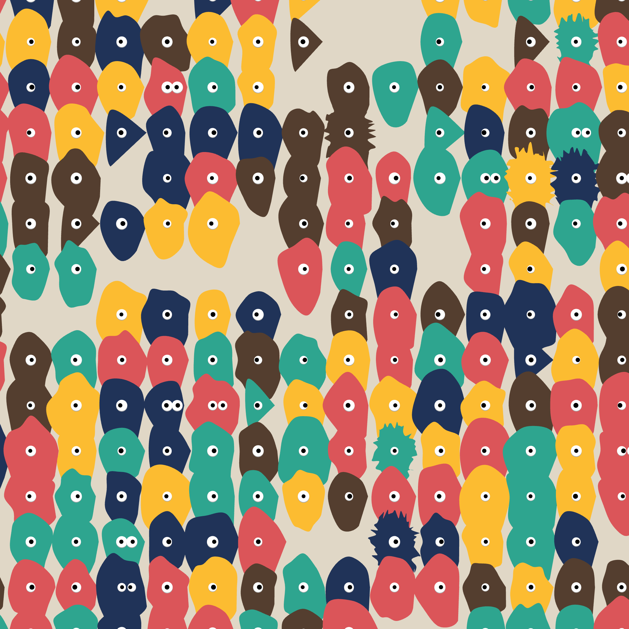 Kinetic Base Blob #102 (~336 Size 148 Kinetic Blobs with 305 Eyes Sporting the Fidenza Theme)