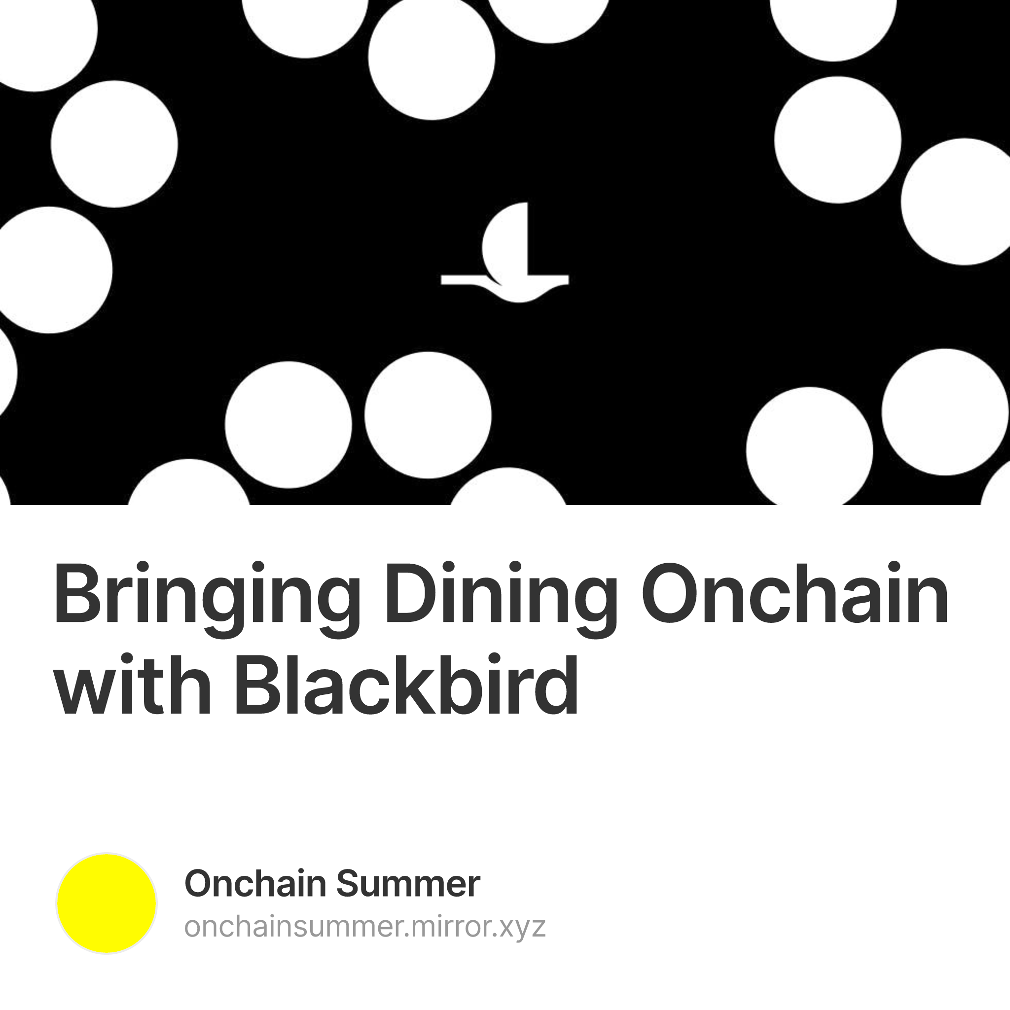 Bringing Dining Onchain with Blackbird 166