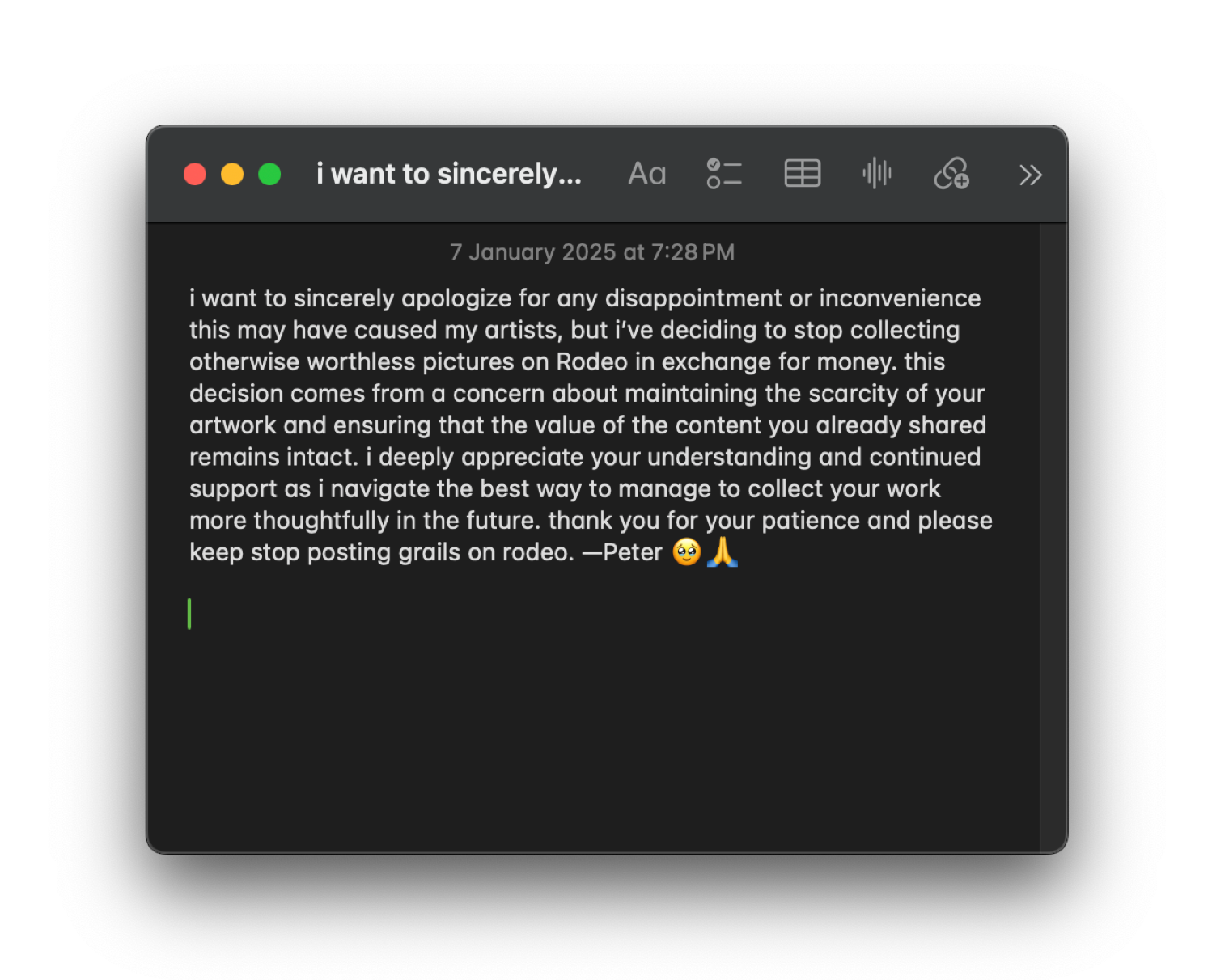 untitled apology #2