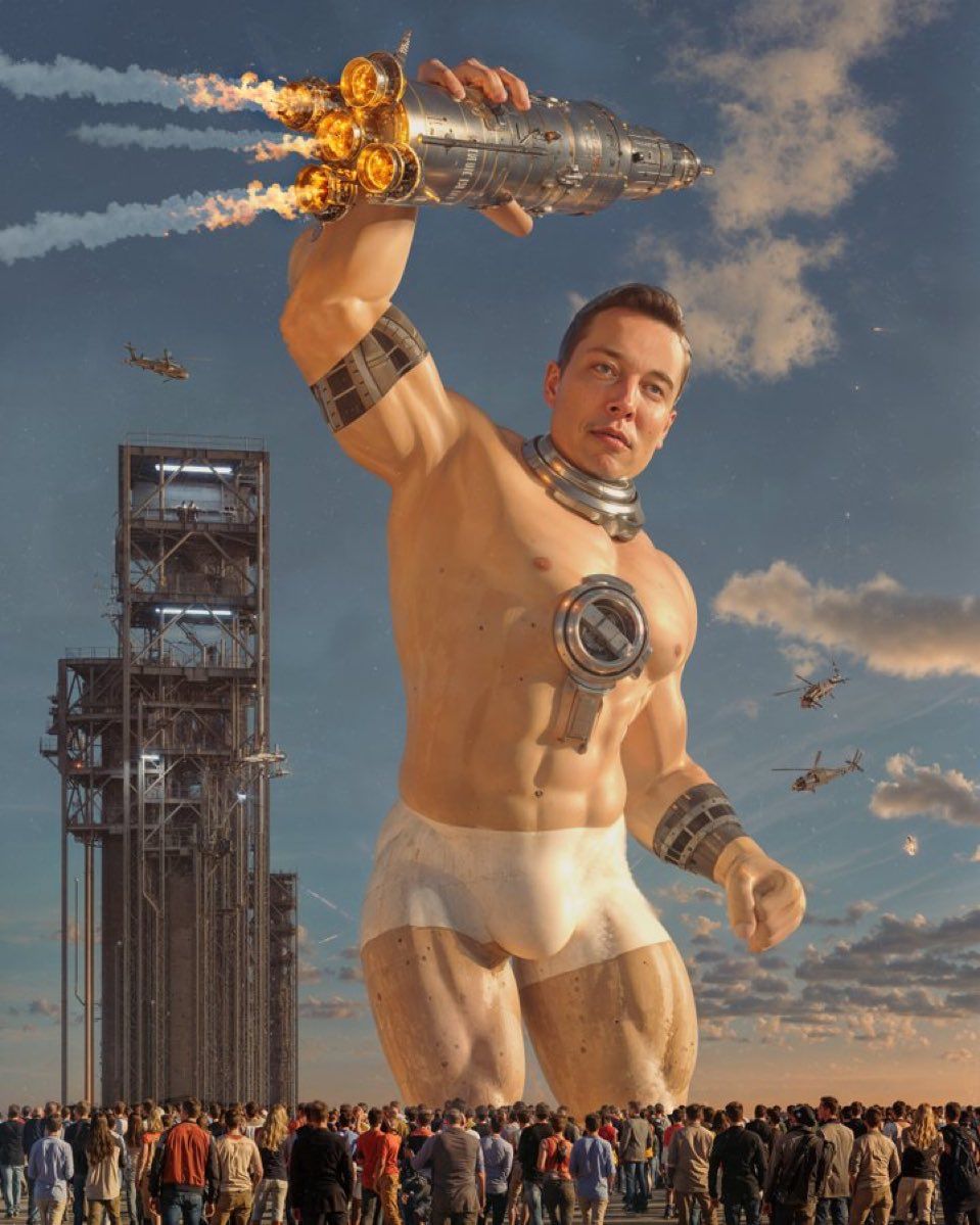 ELON CATCHING ROCKETS (2054) by BEEPLE