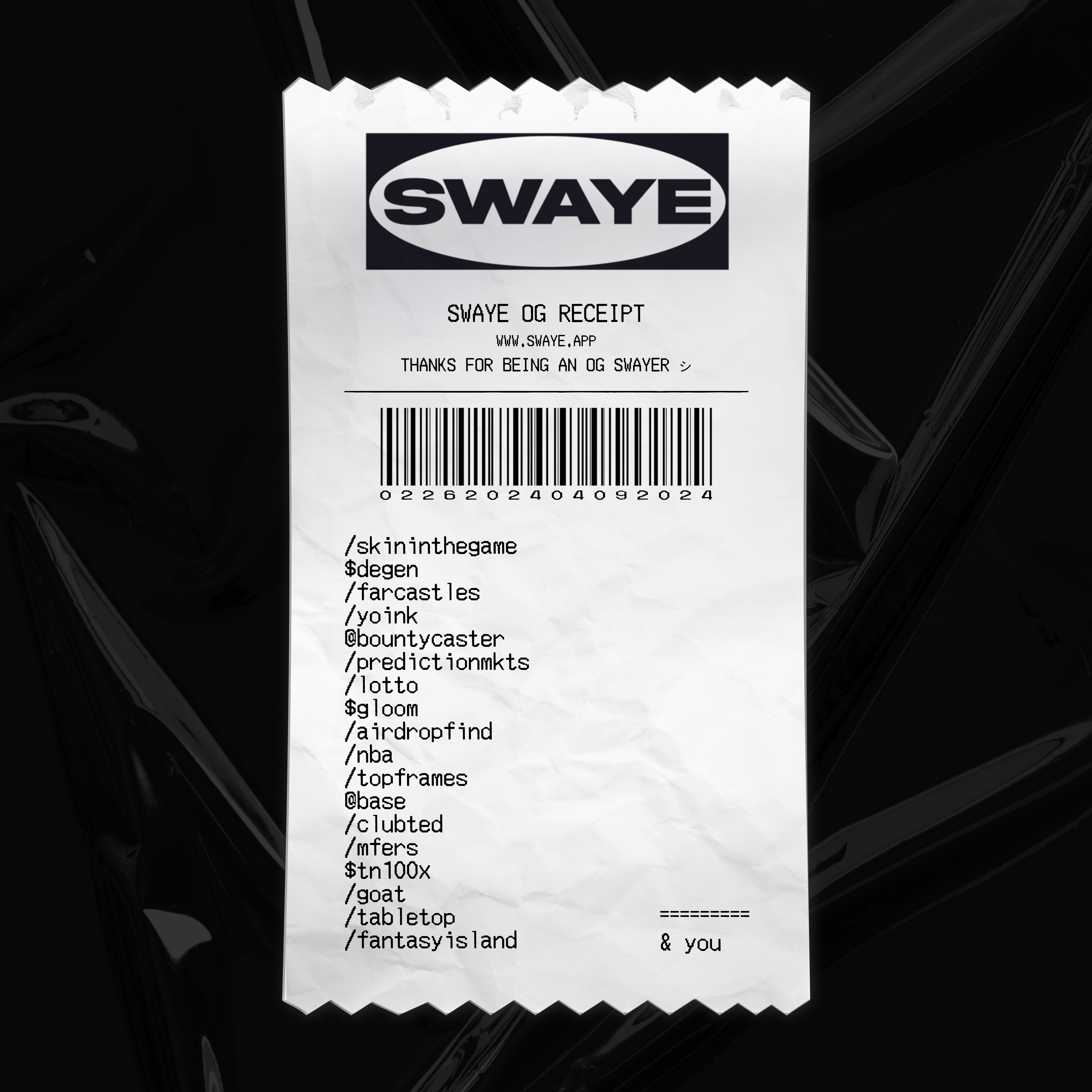 Swaye OG Receipt