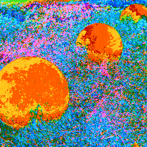 Three Concrete Spheres in a Garden