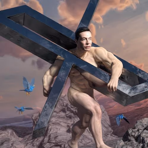 ELON CARRYING X UP THE MOUNTAIN