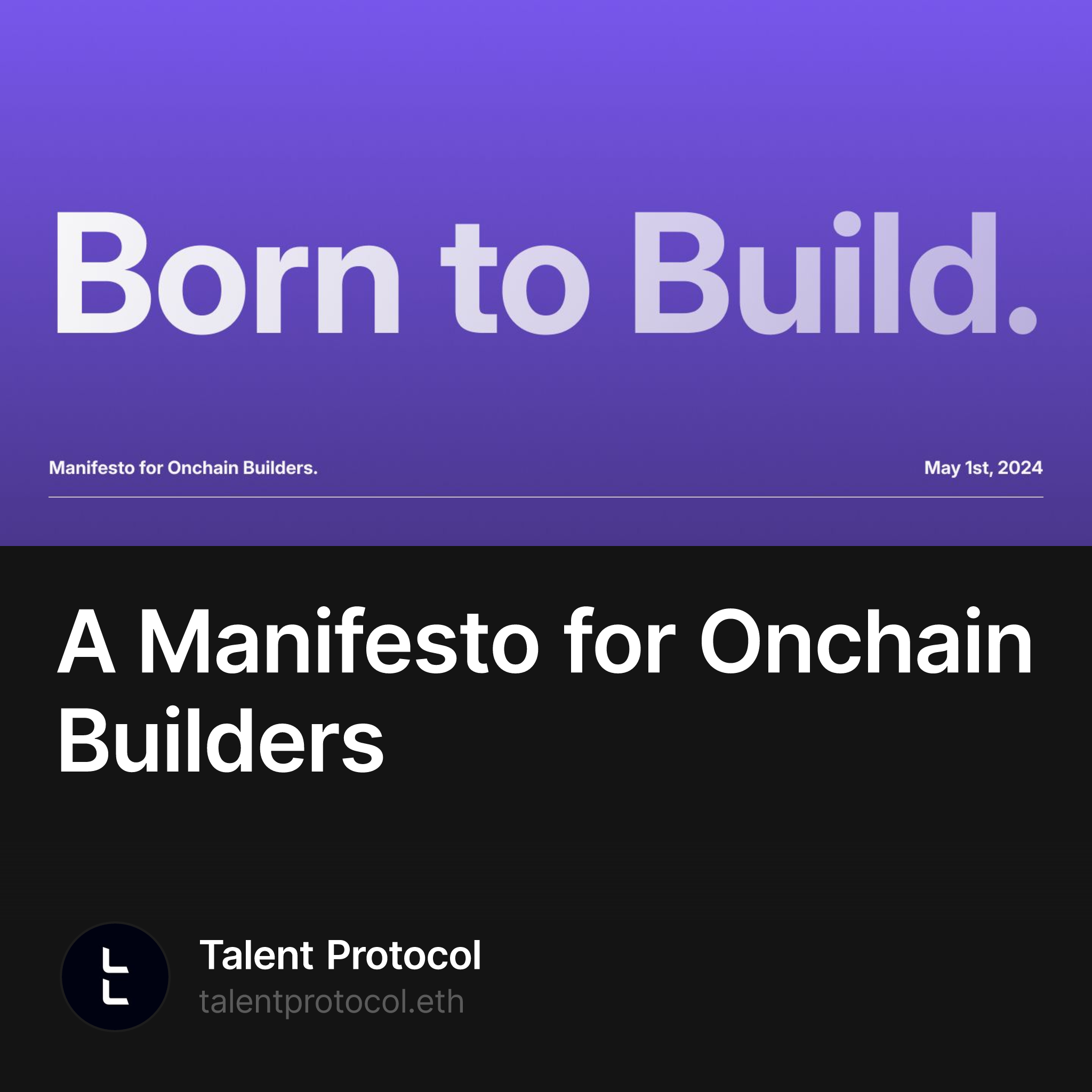 A Manifesto for Onchain Builders 2607