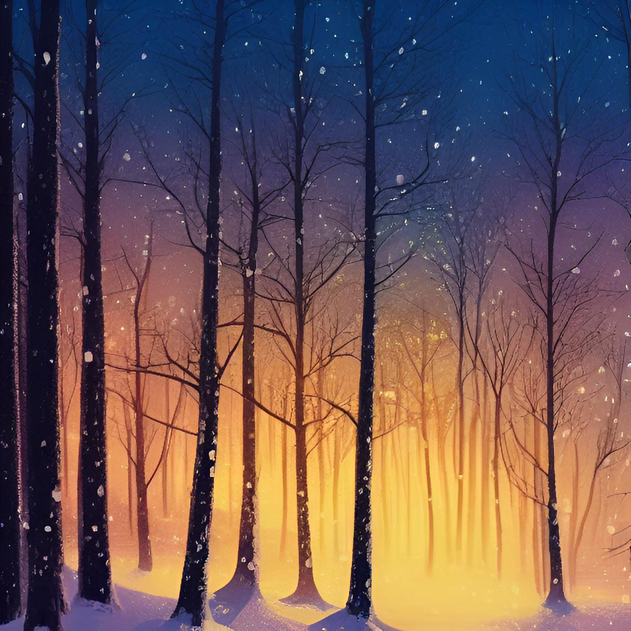 Early Light in a Snowy Forest