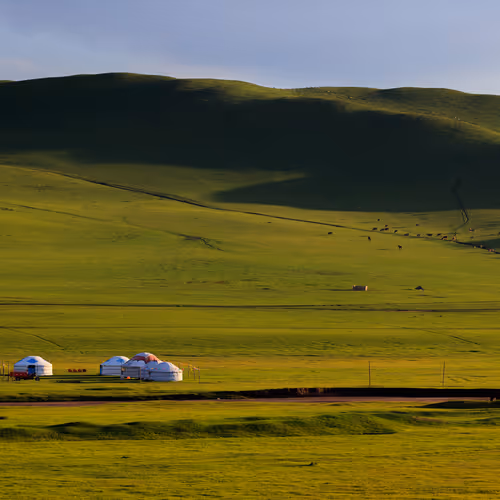 Yurts in Mongolian Steppe