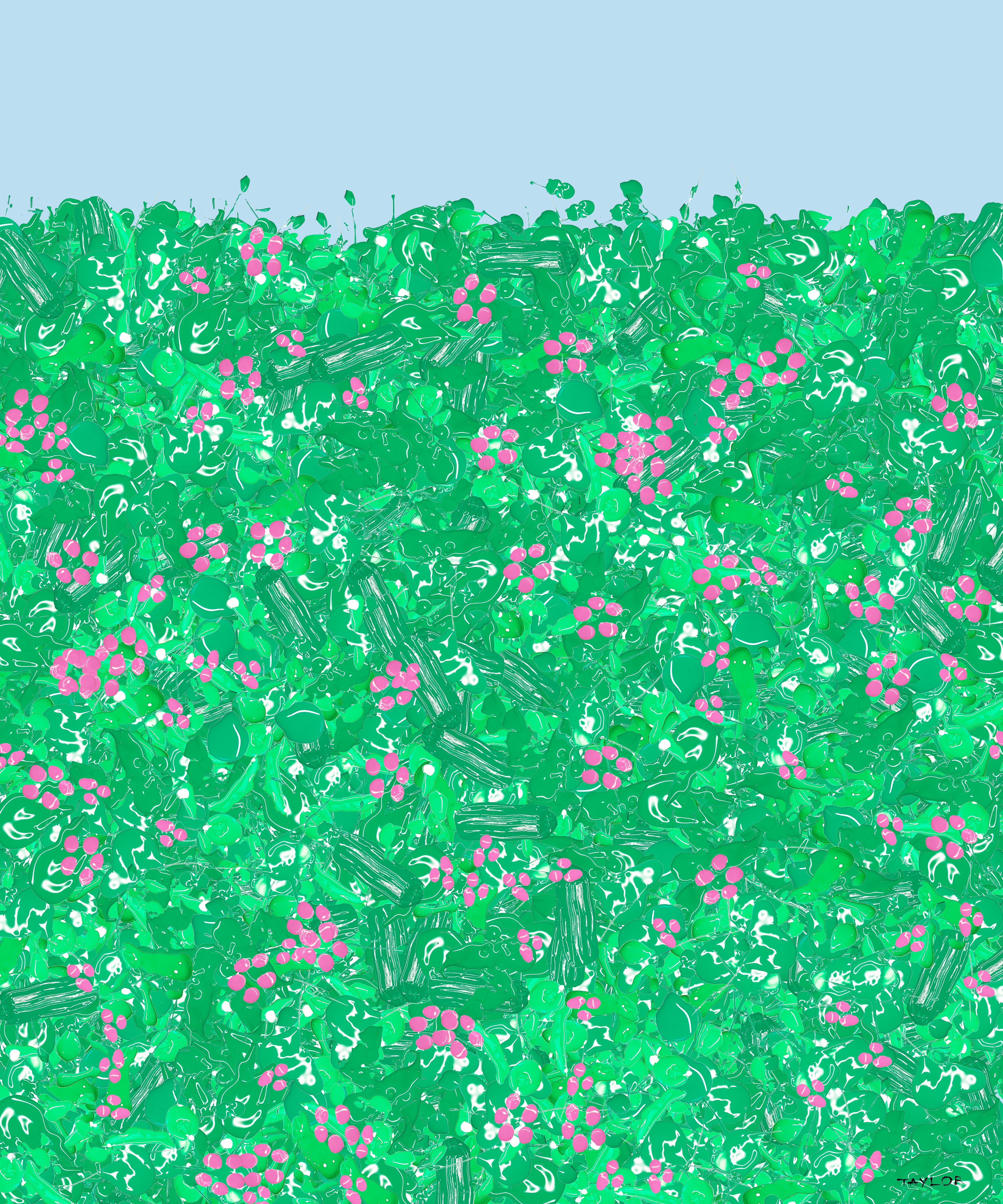 hedge with pink flowers