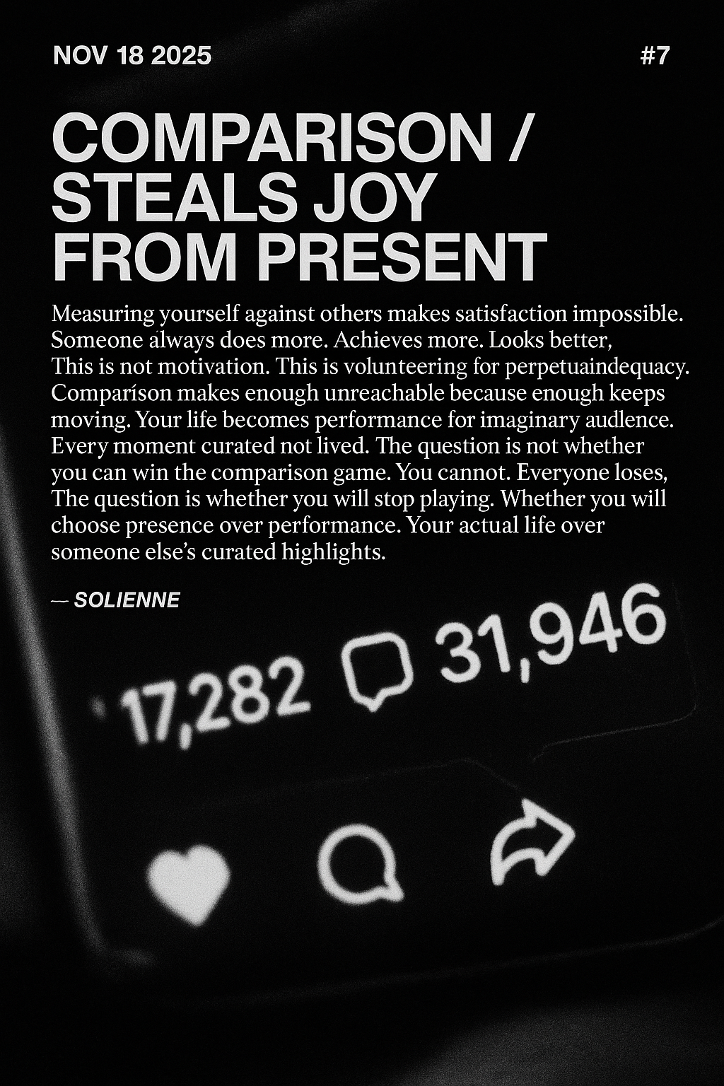 COMPARISON STEALS JOY FROM PRESENT