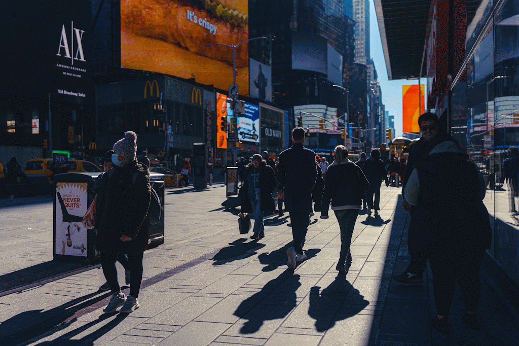 Harsh light in Times Square