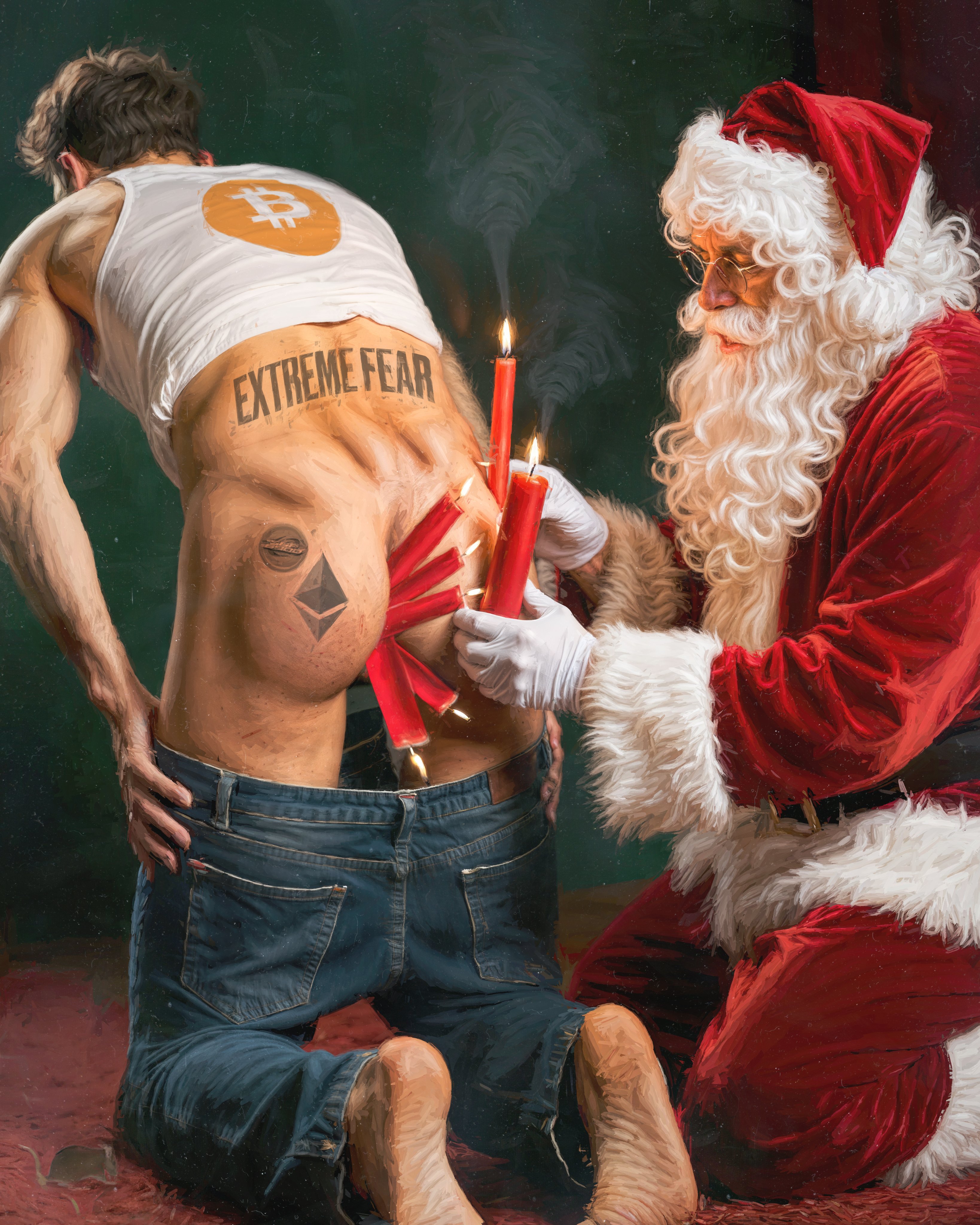 SANTA COMING EARLY TO STUFF OUR STOCKINGS WITH RED CANDLES
