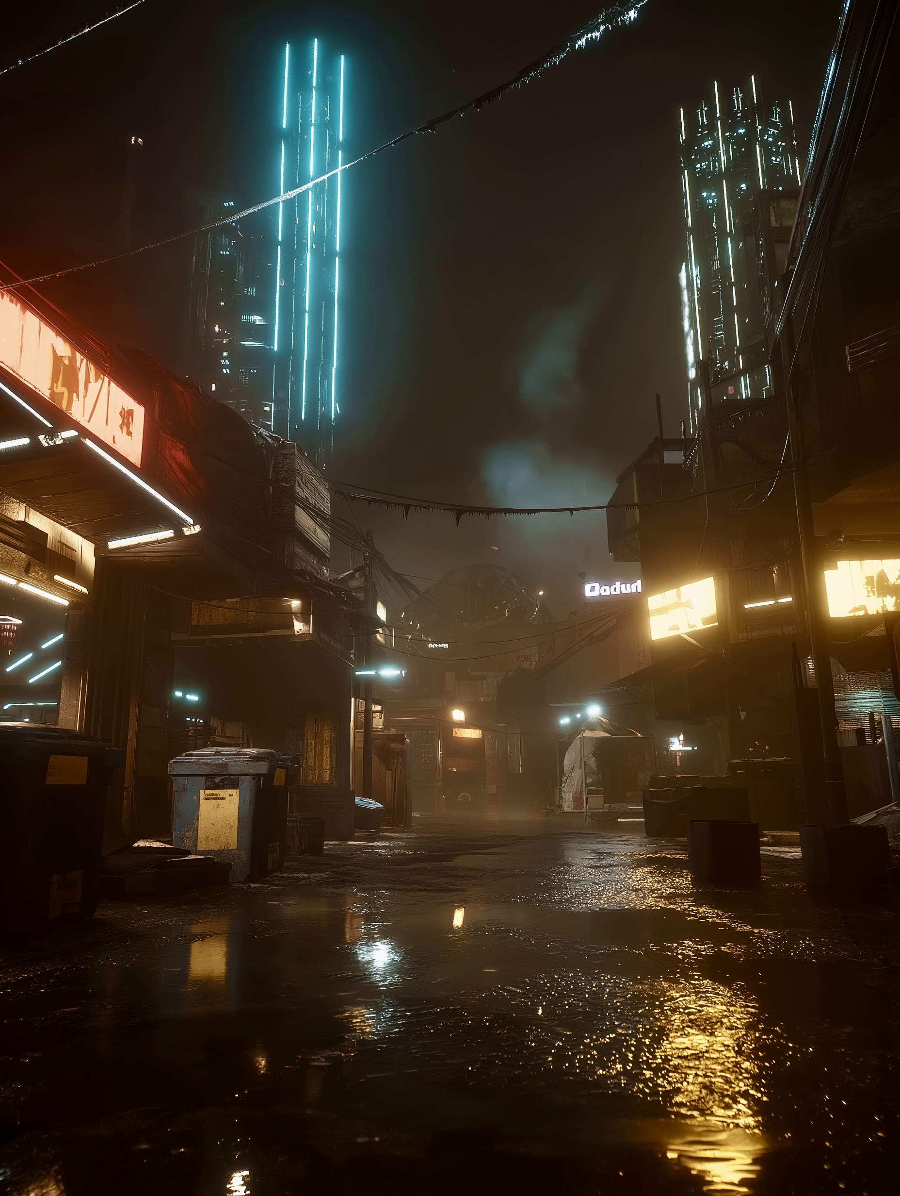Neon district after the rain