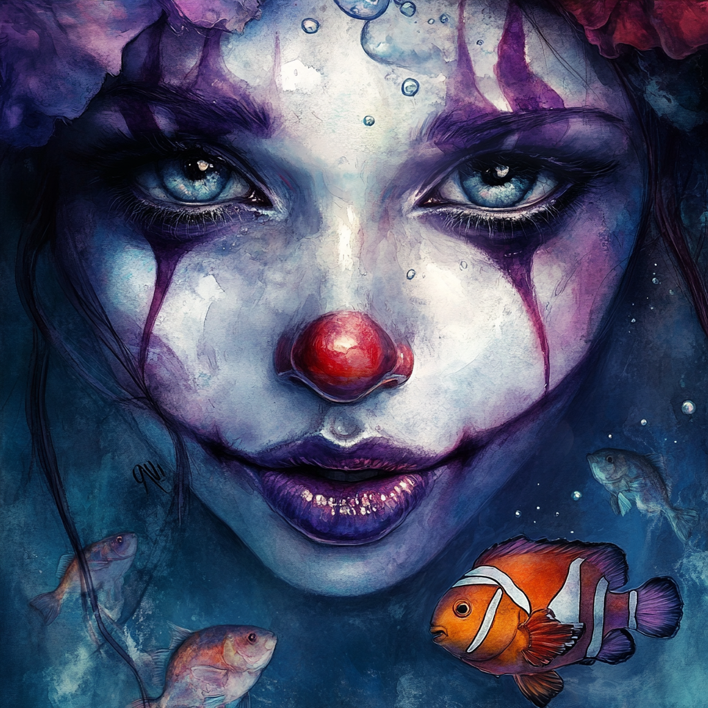Watercolor Clown 015