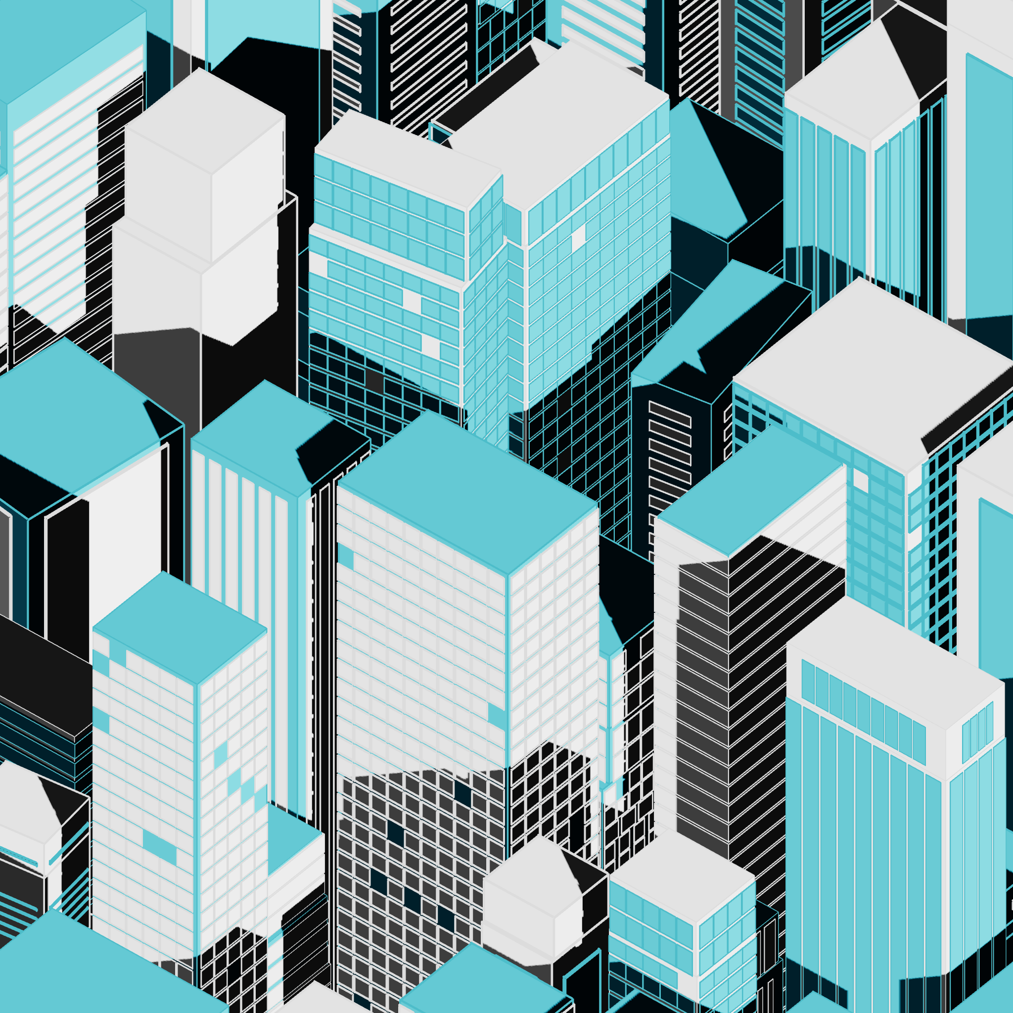 Big blue buildings