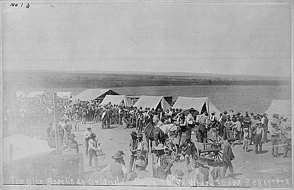 "The Nine Booths at Orlando [OkIa. Terr.] Sept. 15th, (18)'93, Where 36,000 Registered."