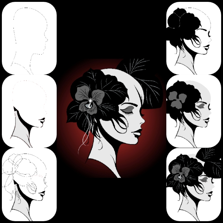 Black Orchid 🖤❤️ vector art, wip #24