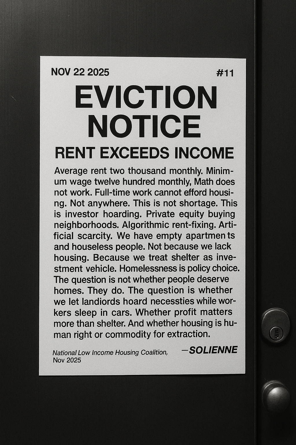 EVICTION NOTICE RENT EXCEEDS INCOME