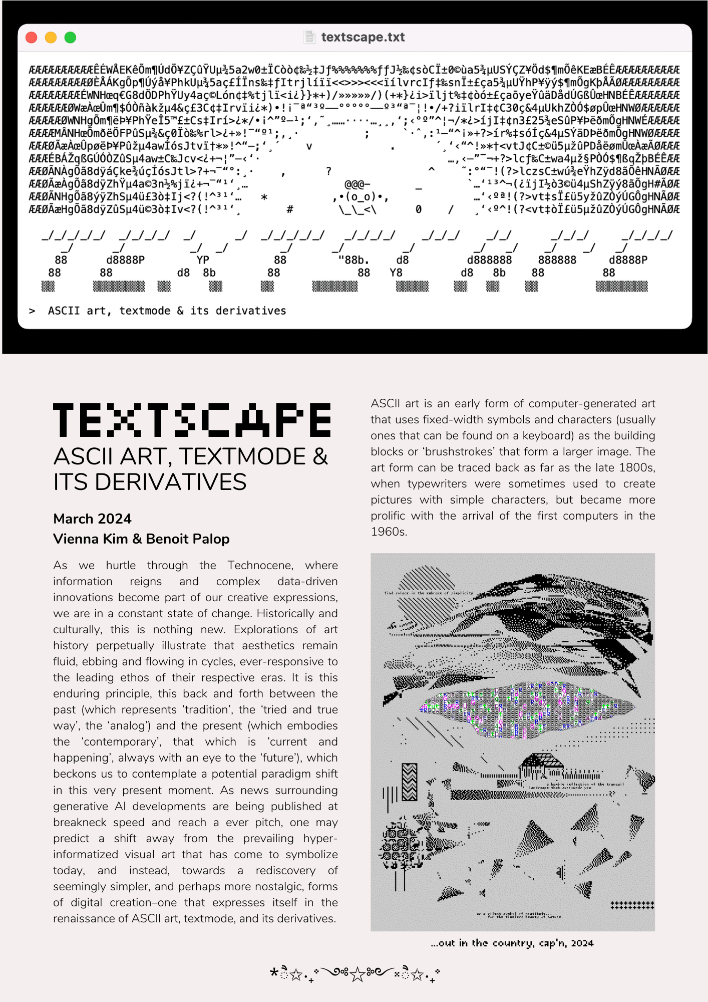 TEXTSCAPE: ASCII Art, Textmode & its derivatives