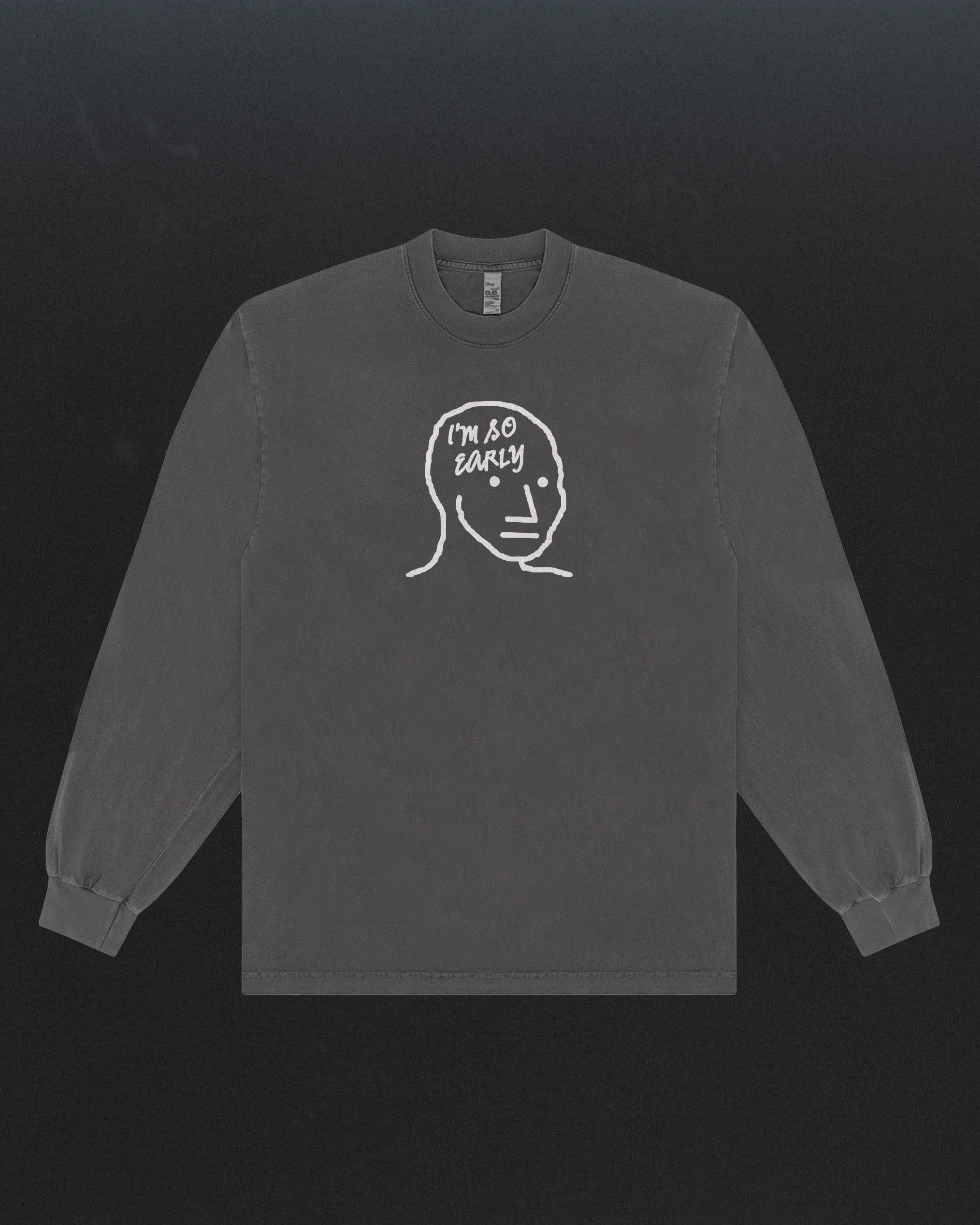 "i’m so early" Vintage Black Crew Neck T-shirt