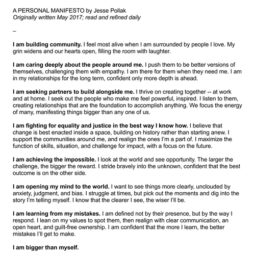 A PERSONAL MANIFESTO 1101