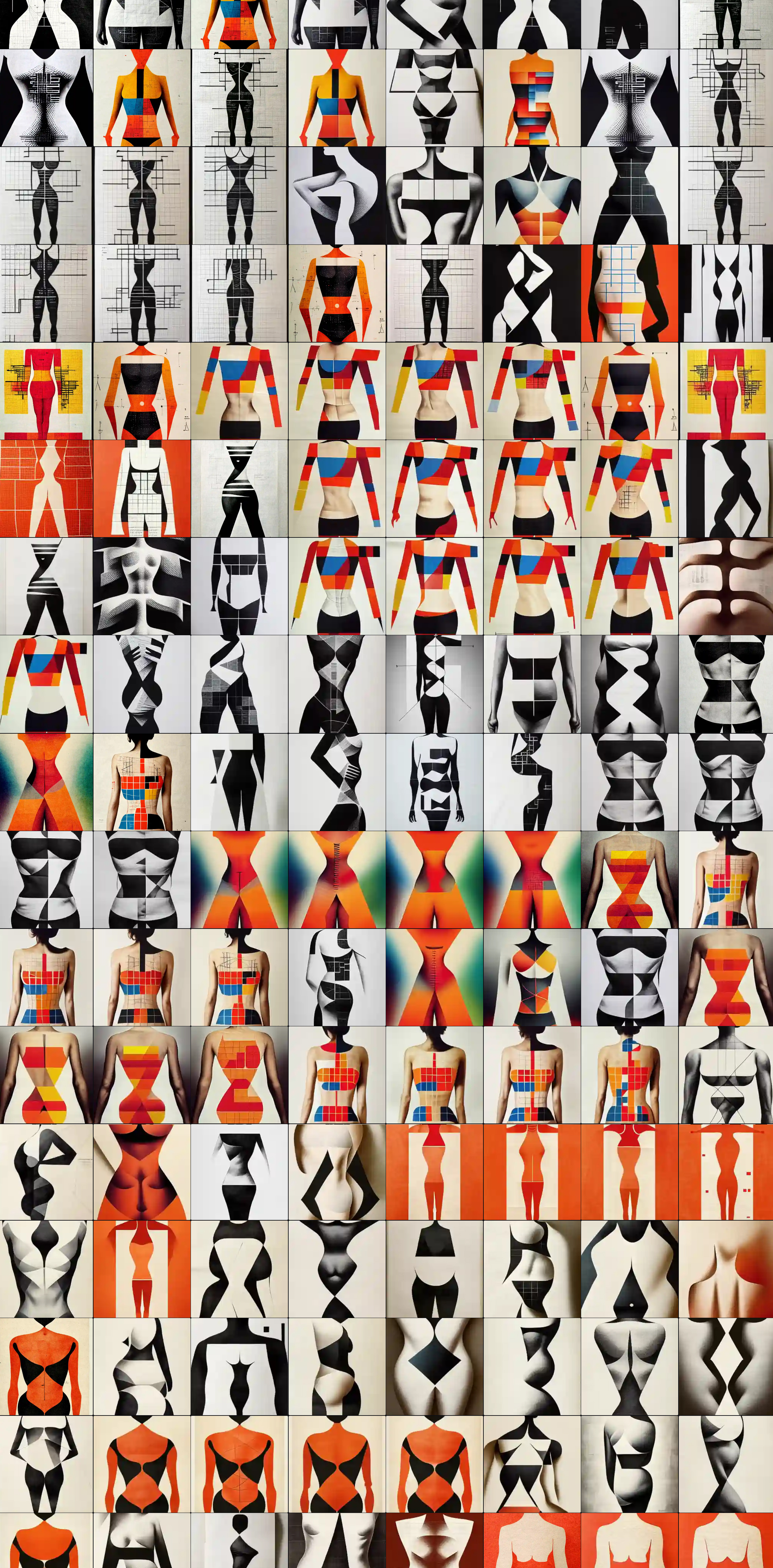 A woman body, grid - 2022 08 03