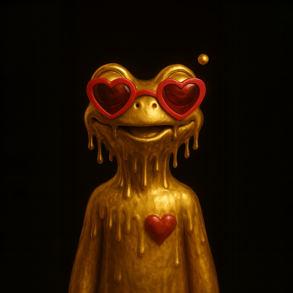 Golden Drip Heart Frog