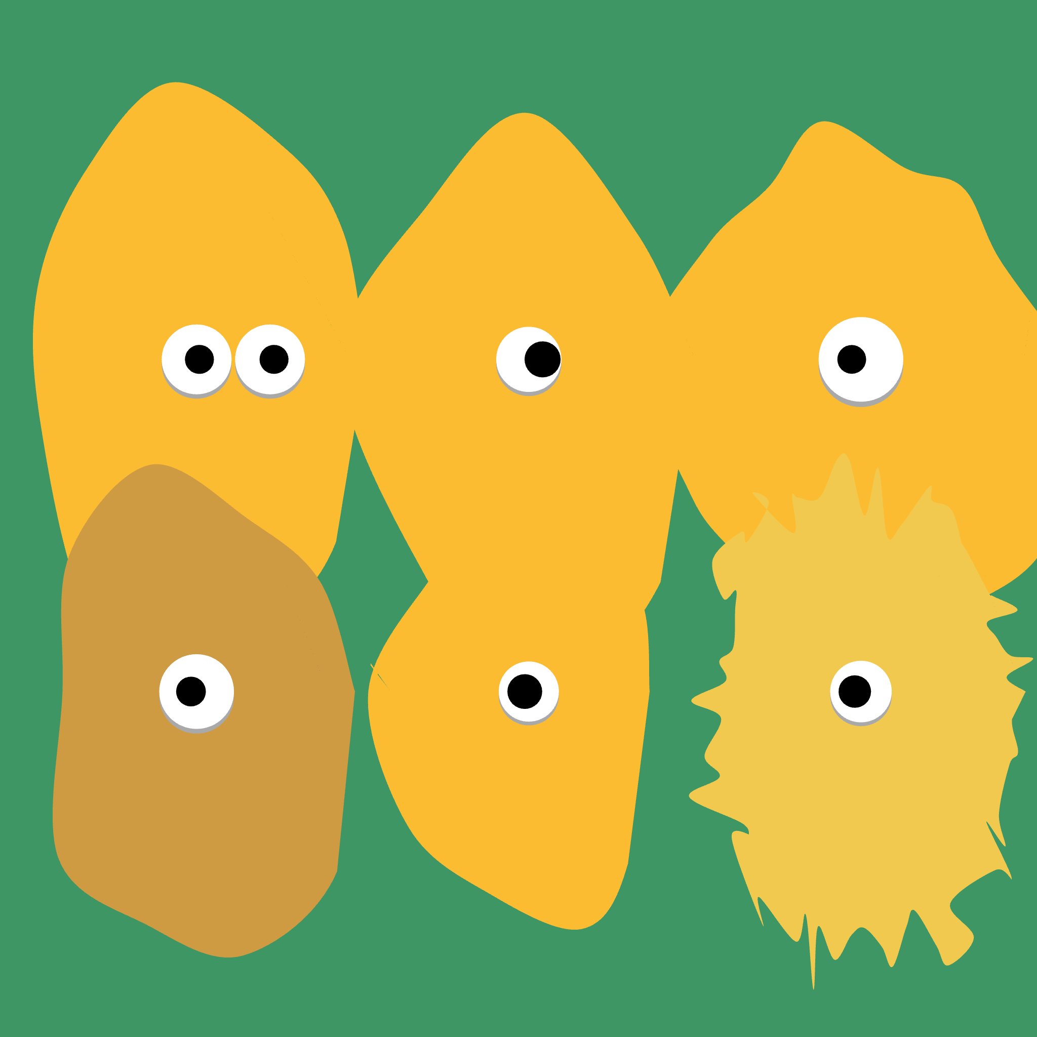 Kinetic Base Blob #61 (~6 Size 656 Kinetic Blobs with 7 Eyes Sporting the Fields of Gold Theme)