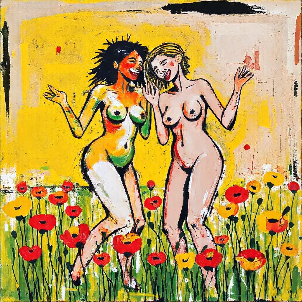 Naked girls in a poppy field