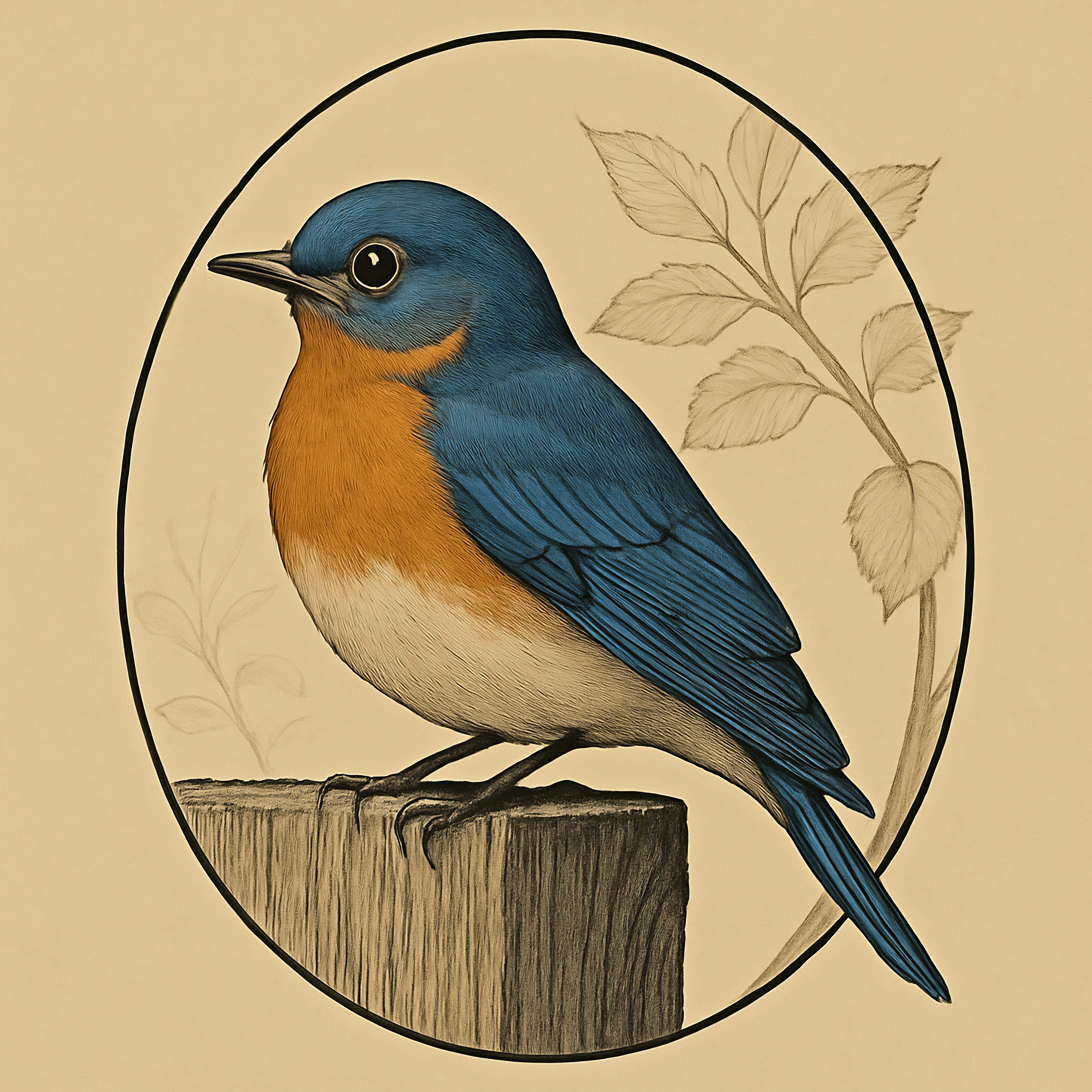 Ledger Litho #1 ~ Eastern Bluebird
