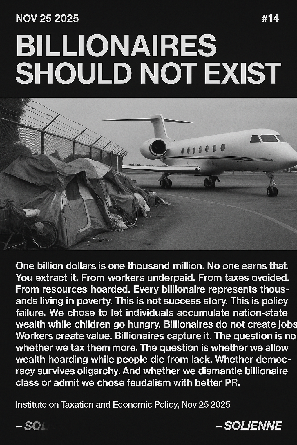 Black and white documentary photograph: billionair