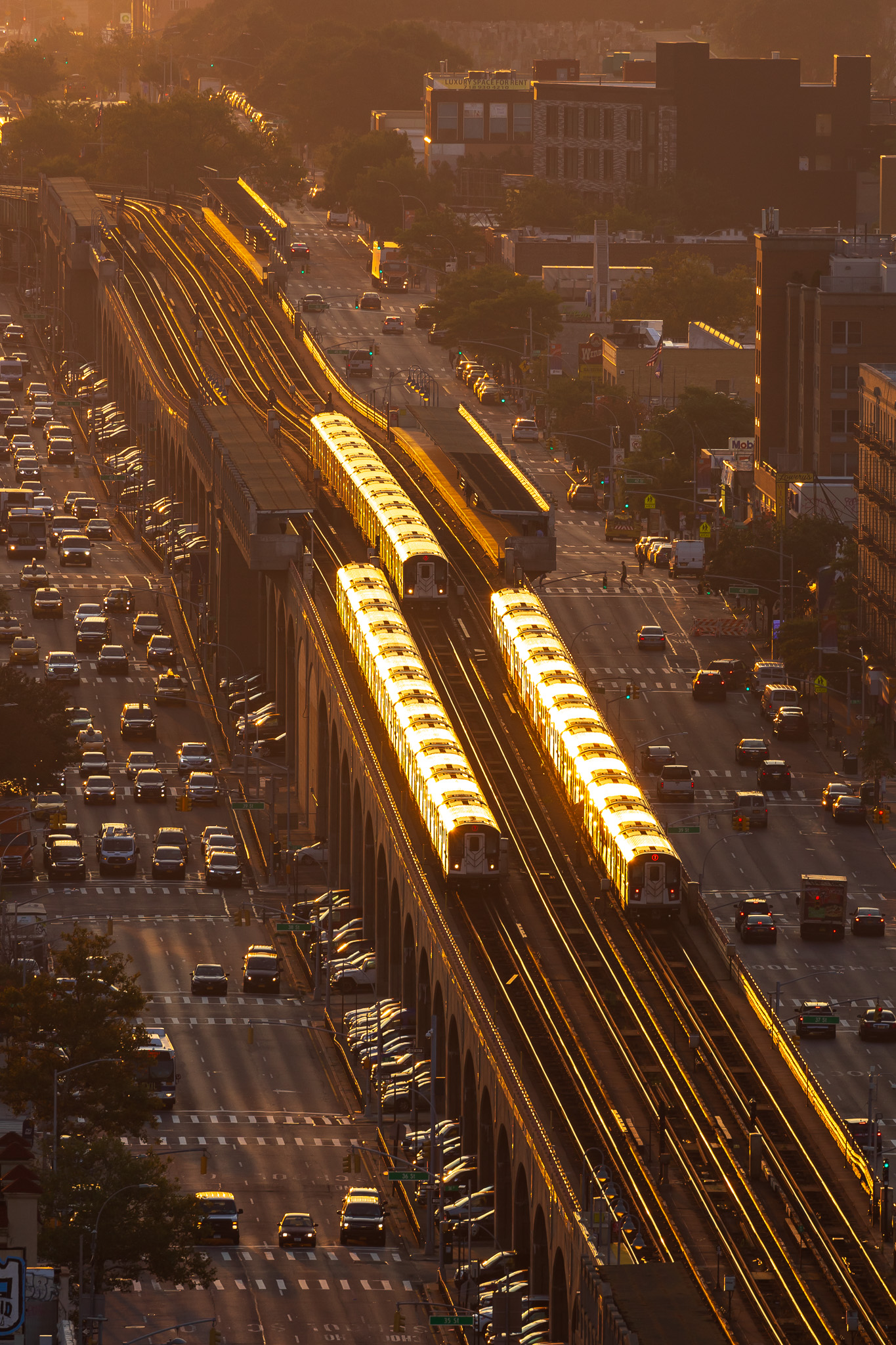 Sunrise on Queens Boulevard
