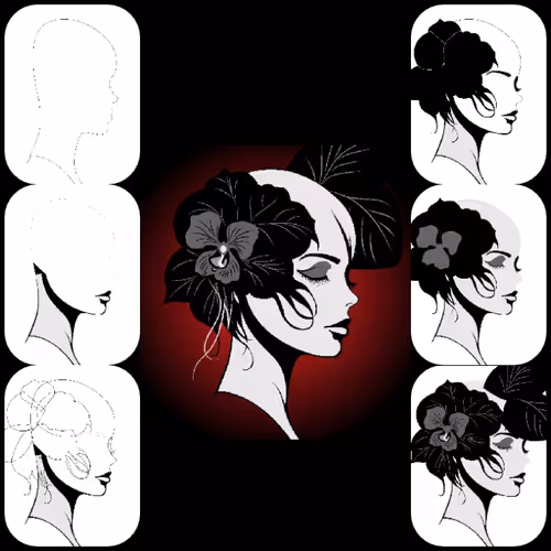 Black Orchid 🖤❤️ vector art, wip #1