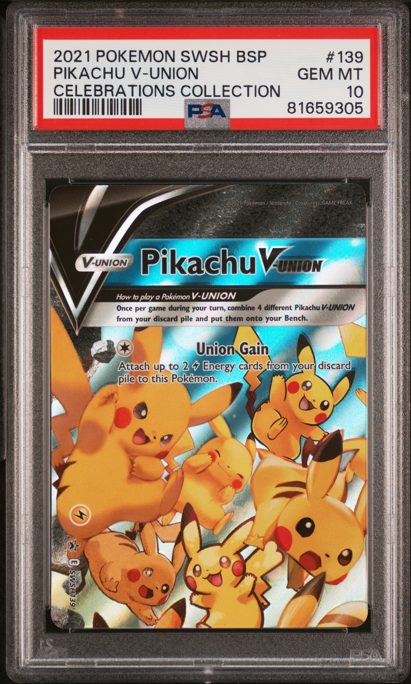 2021 #139 Pikachu V-Union PSA 10 Swsh Black Star Promo Pokemon