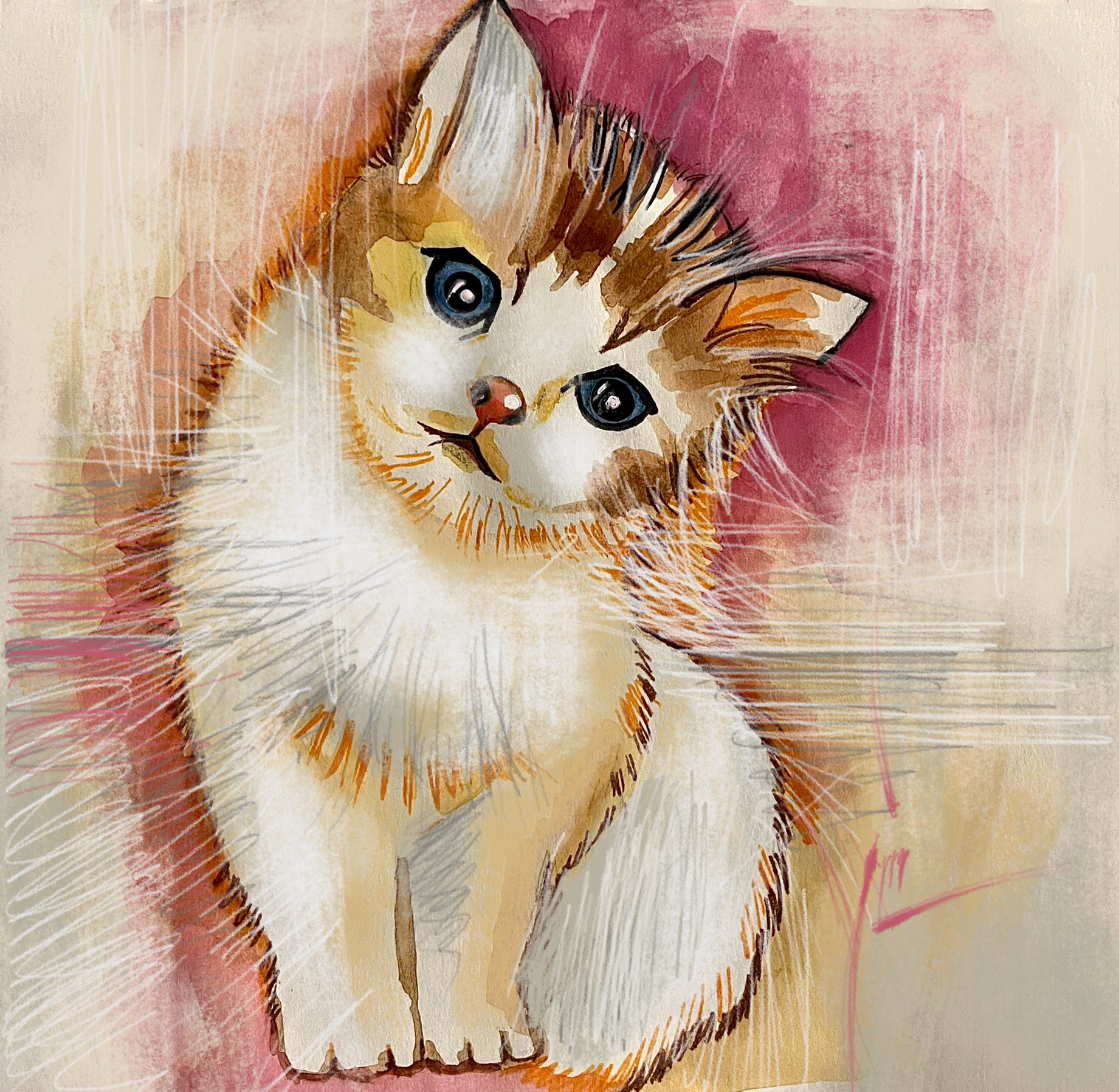 Little white kitten; my physical art #23