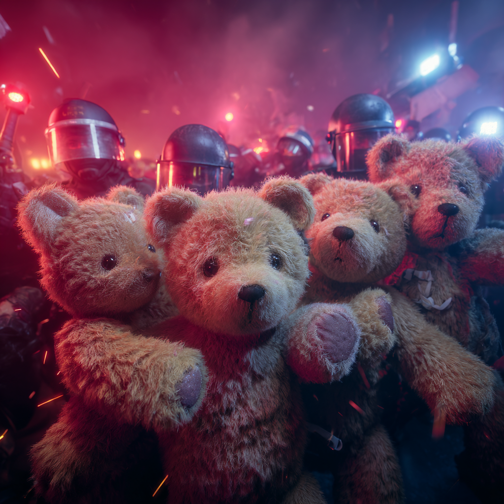 Plush fighters surrounded