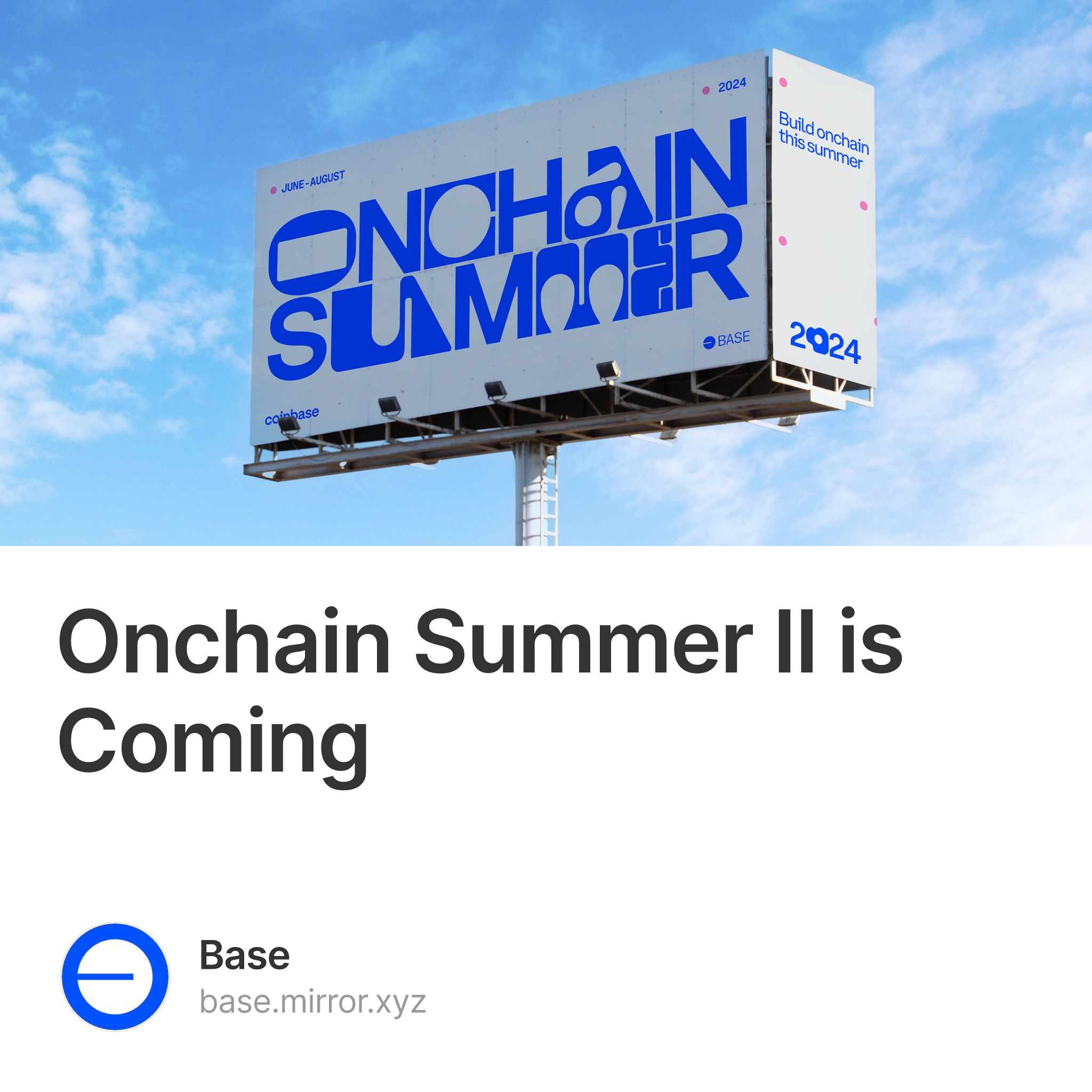 Onchain Summer II is Coming 1352