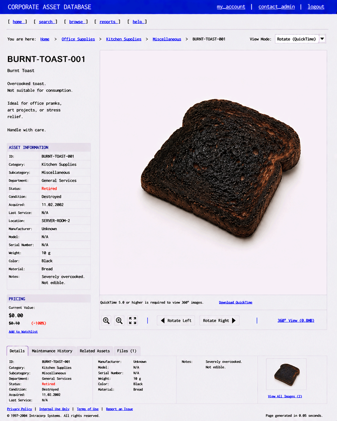 ITEM #18, BURNT-TOAST-001