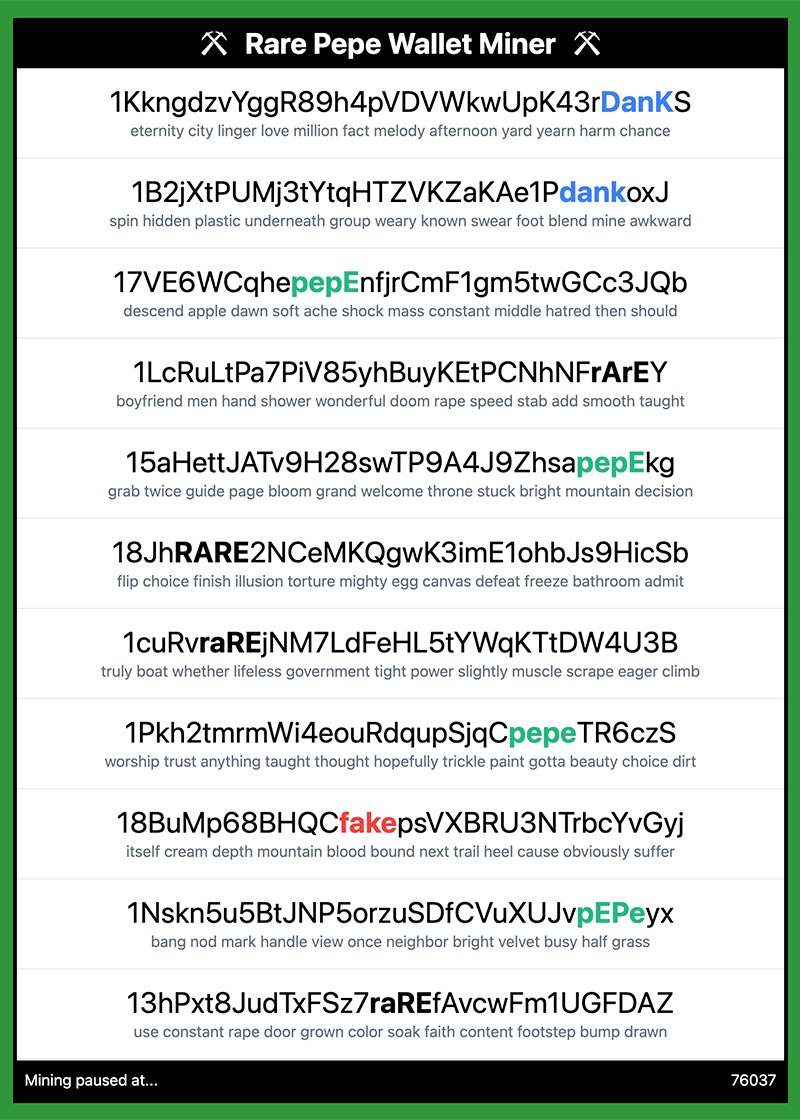 Rare Pepe Wallet Mining