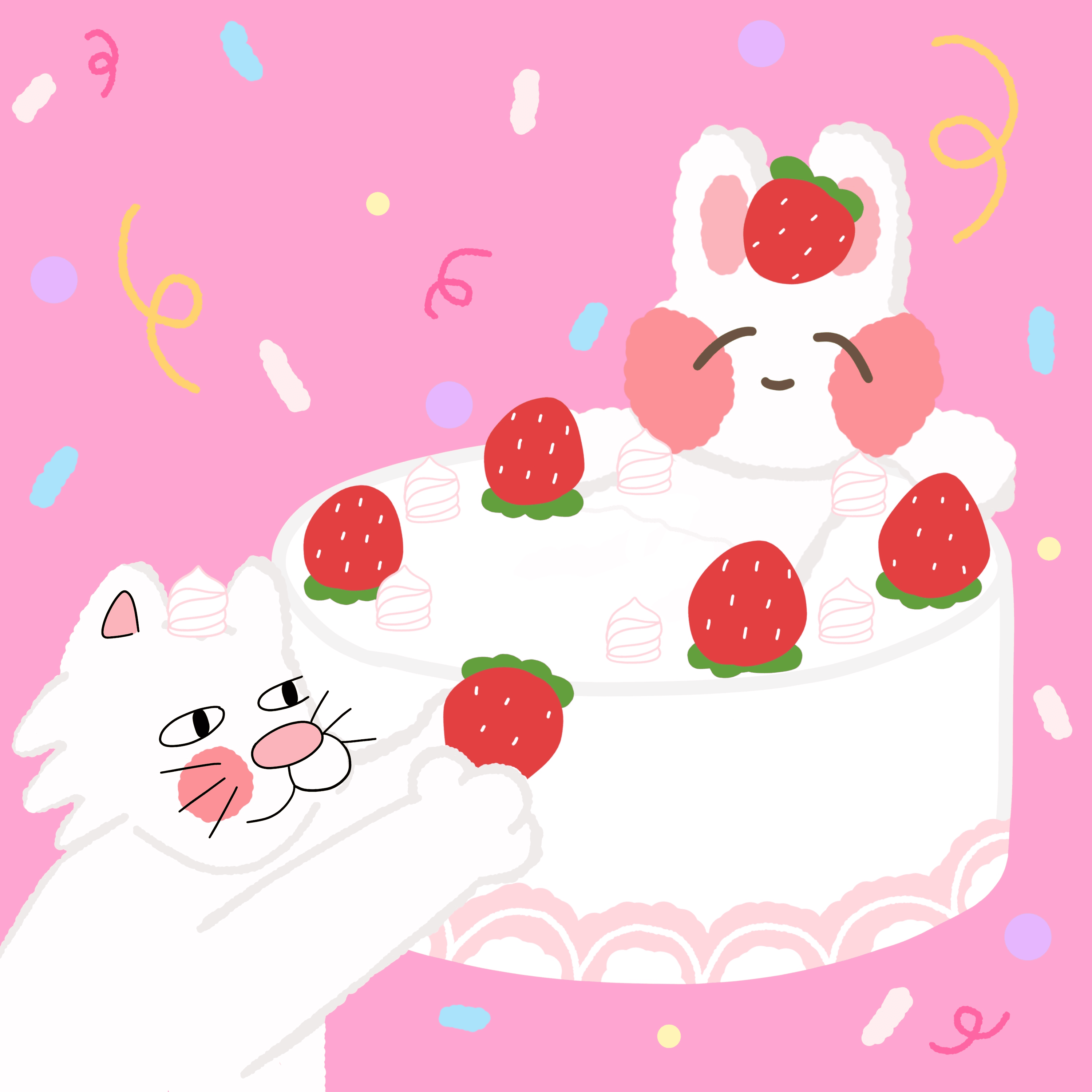 #008 party strawberry cake with kadraw