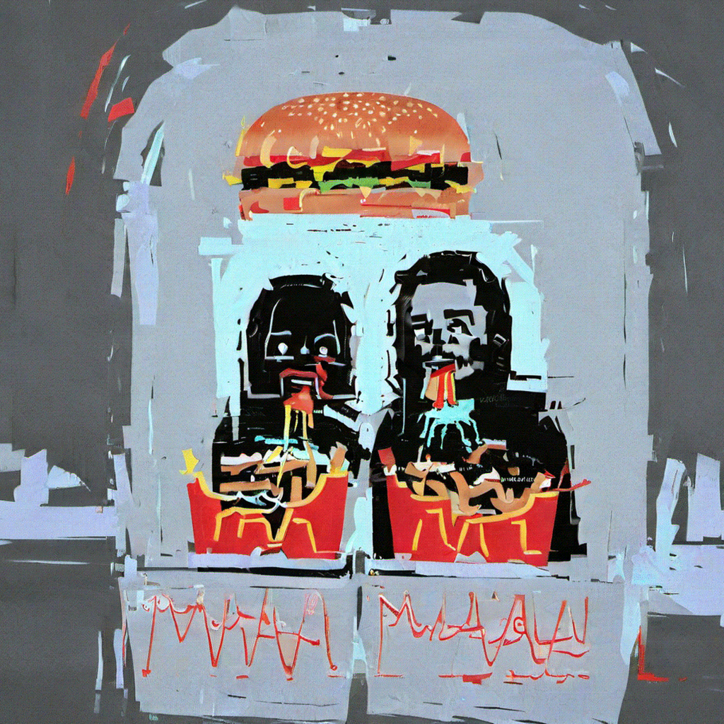 two fast food workers at a drive-thru window
