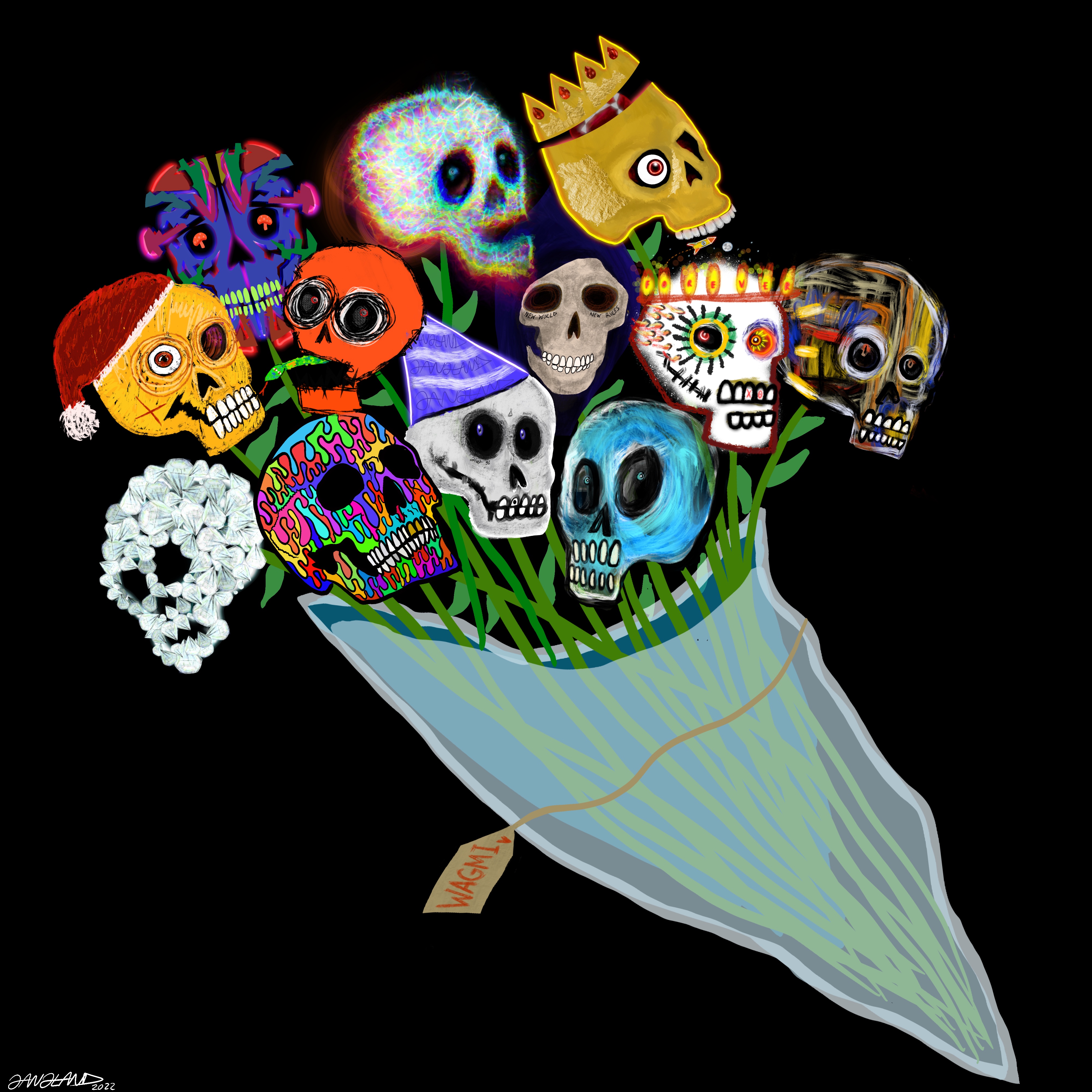 Skull Flowers #2 (edition of 50) - by Eddie Gangland