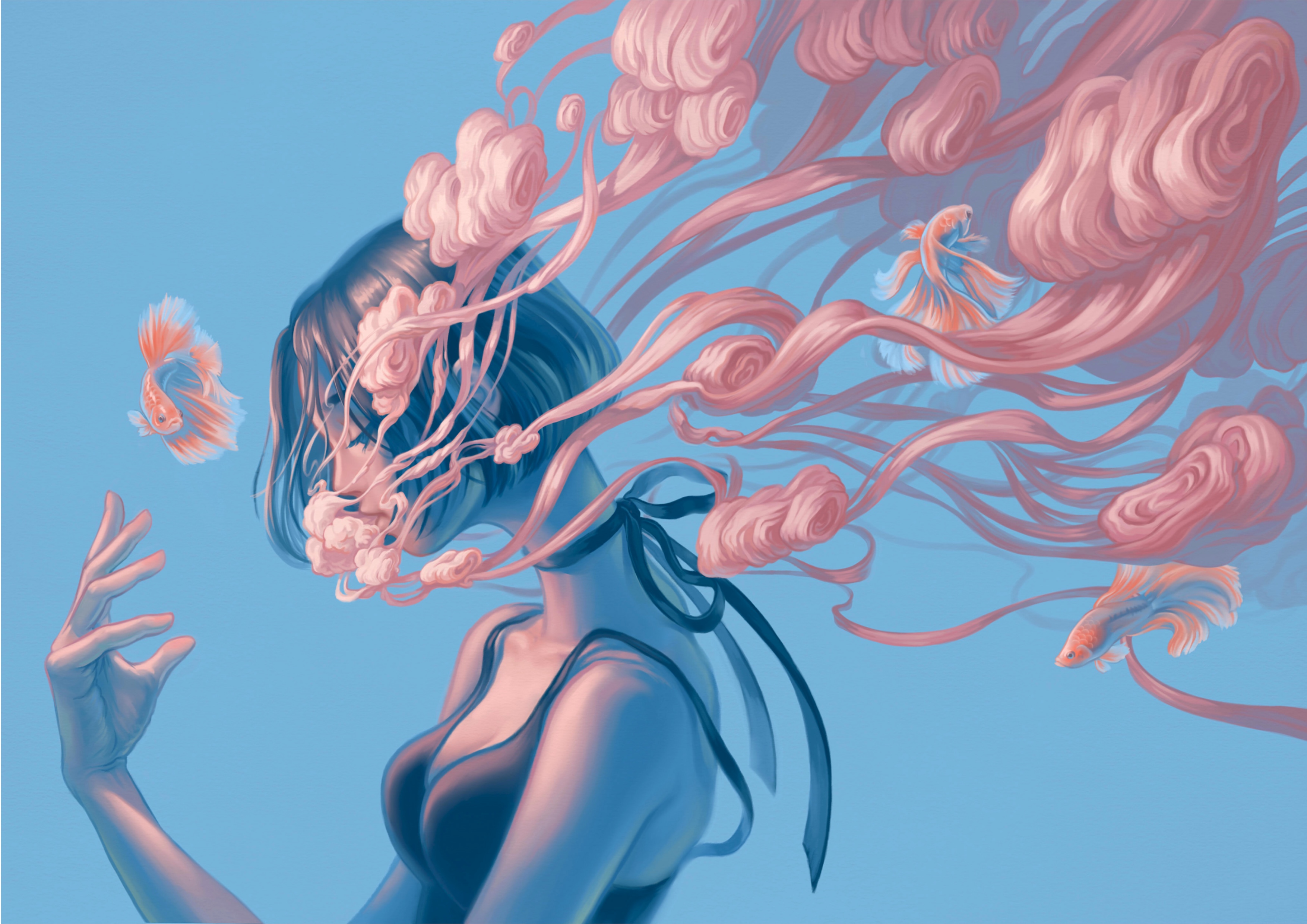 The pink smoke
