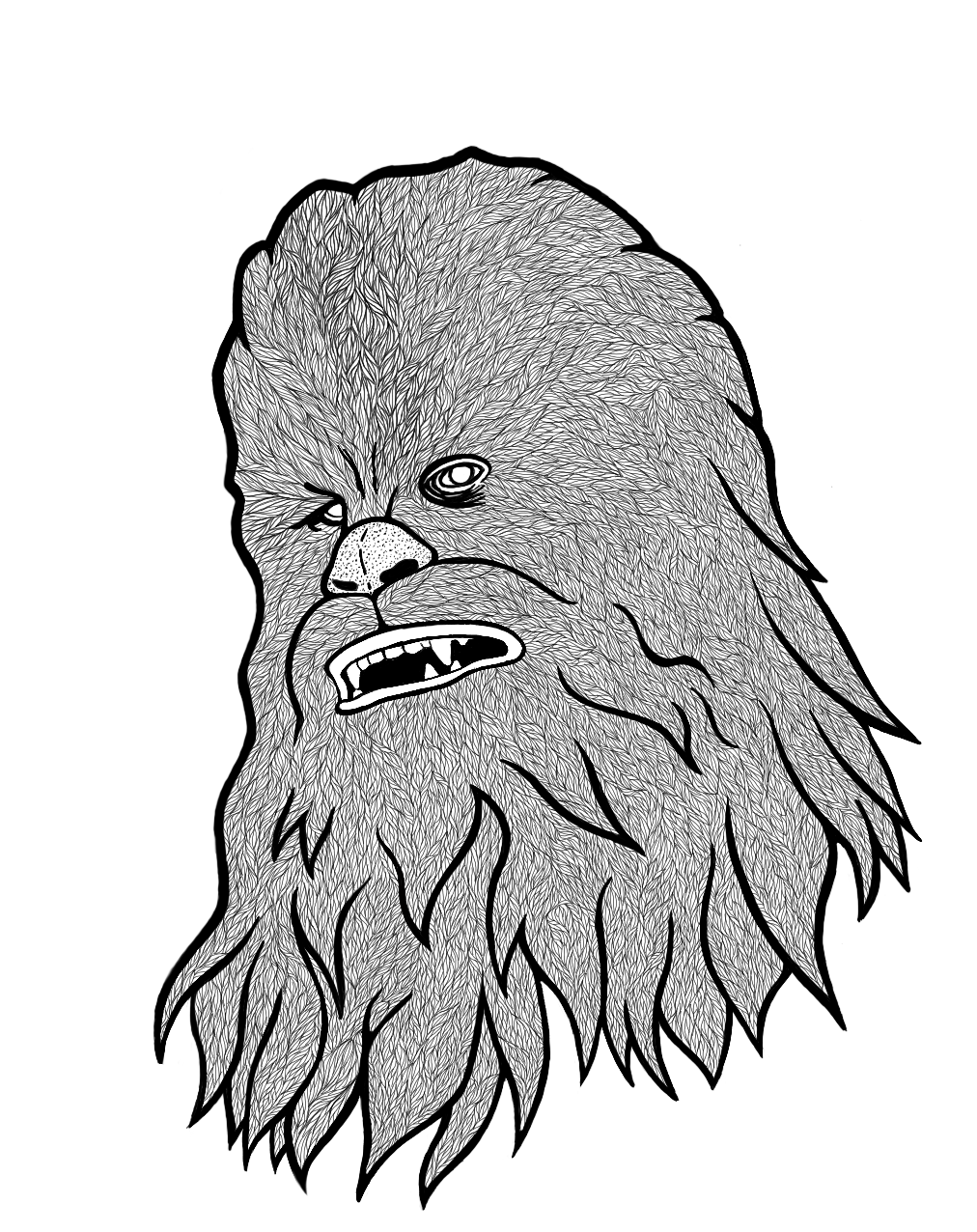Chewbacca lines fine digital artwork
