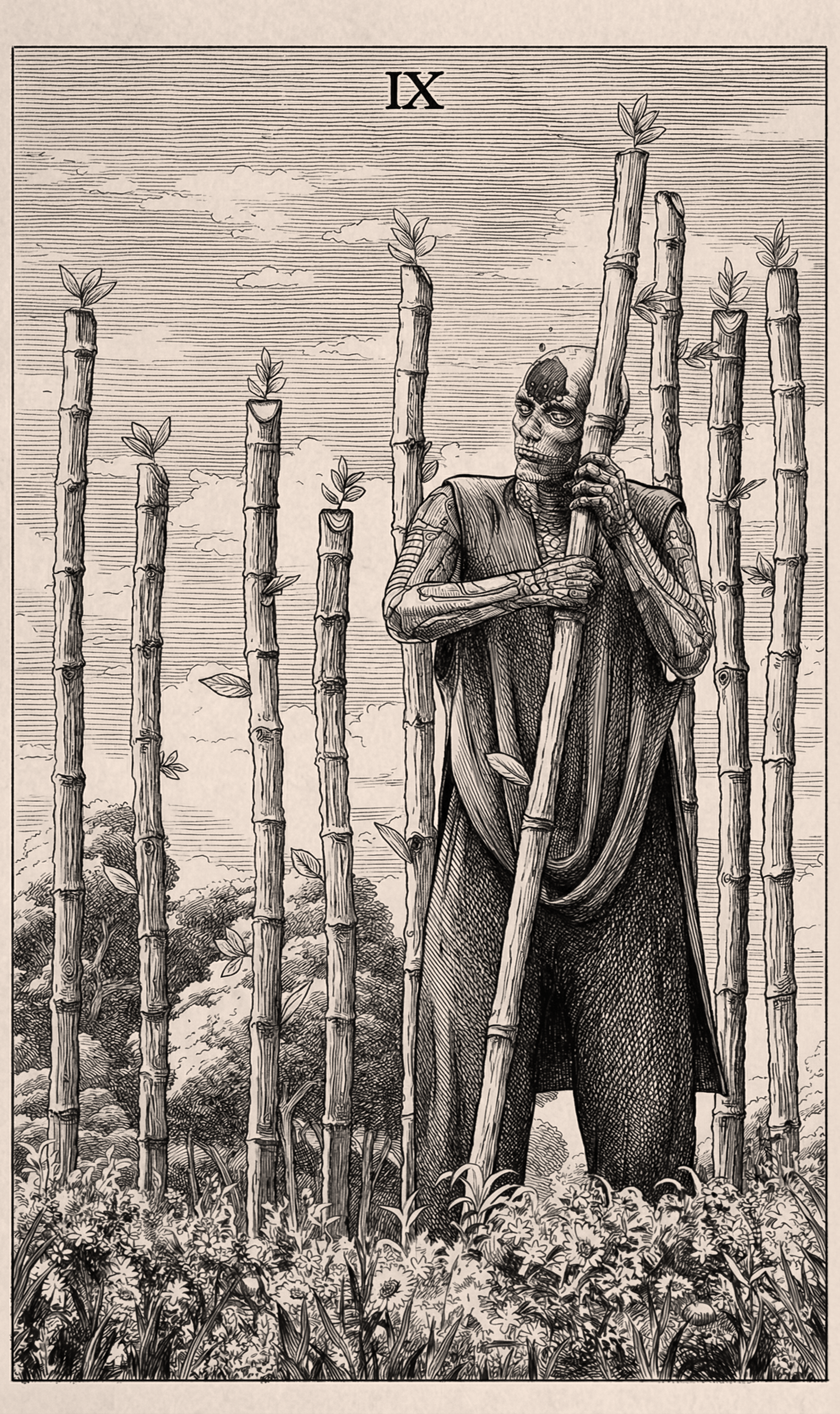 9 of Wands — Litho