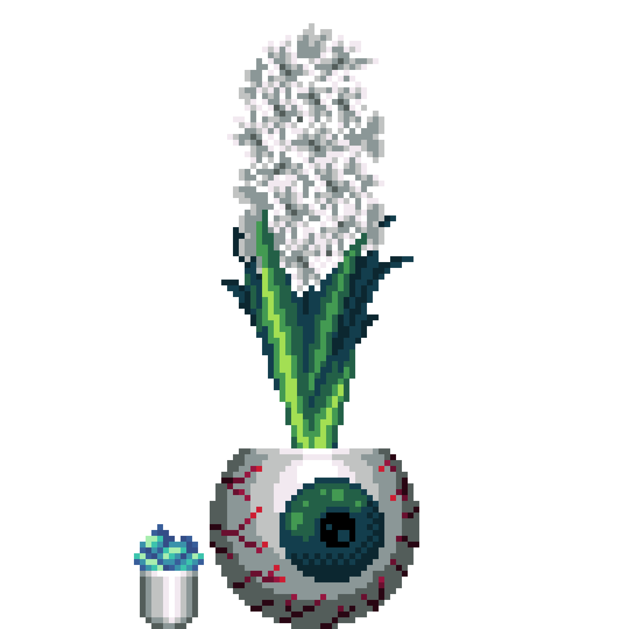 White Hyacinth in Eyeball pot with Mini Artichoke Agave