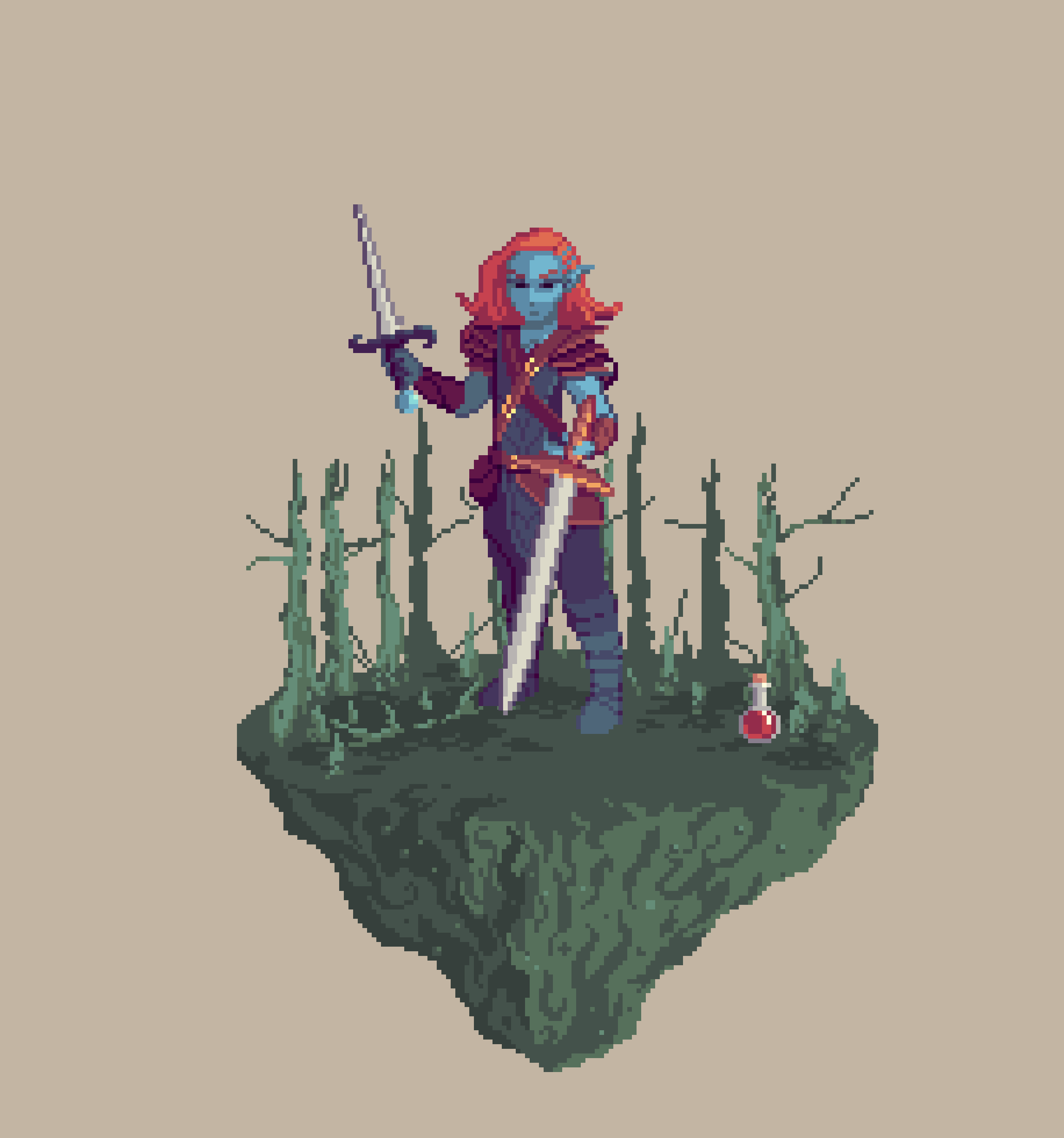 Dusk Half-Elf Shadowslice Rogue from The Swamp + Potion