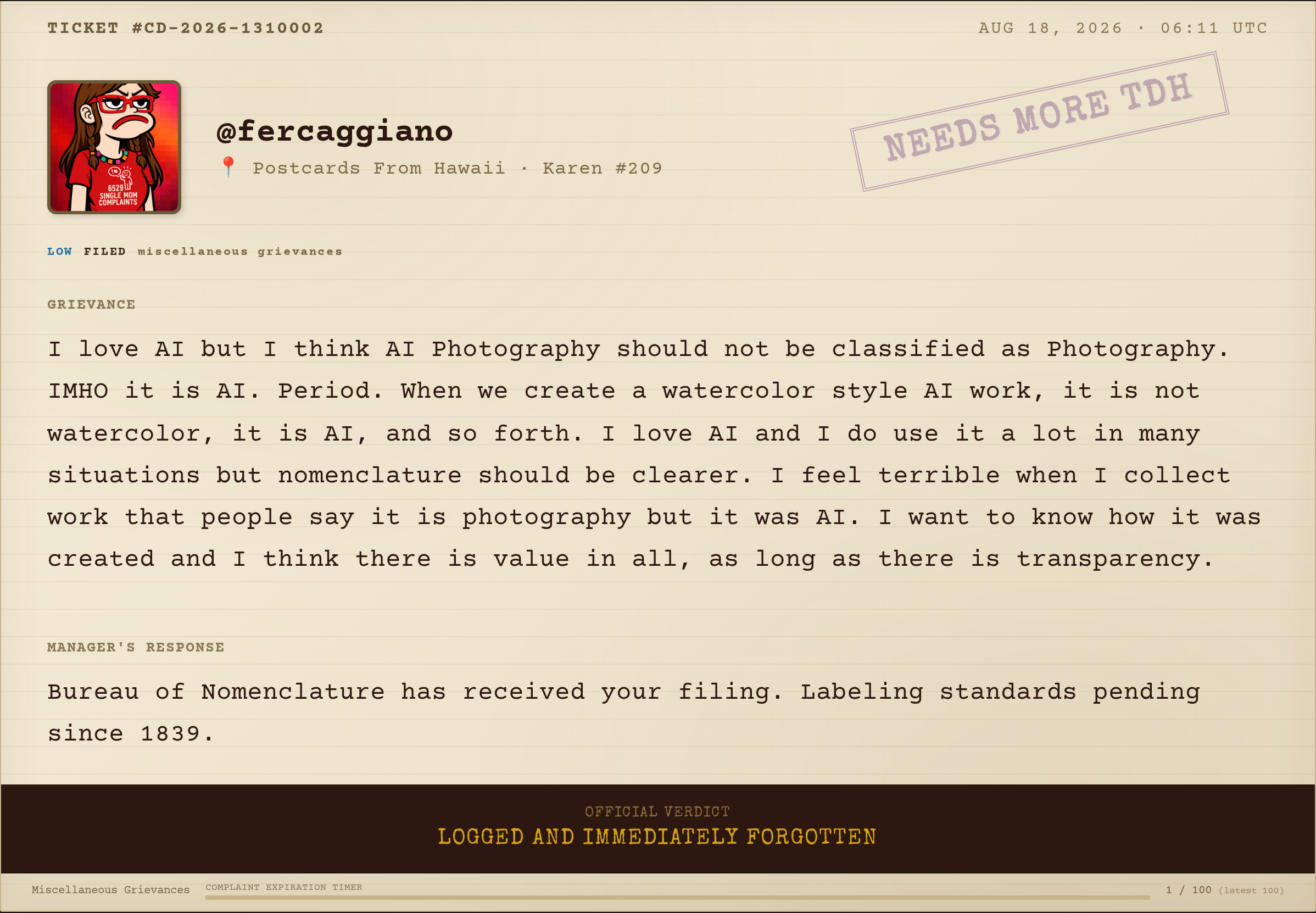 Complaint #312