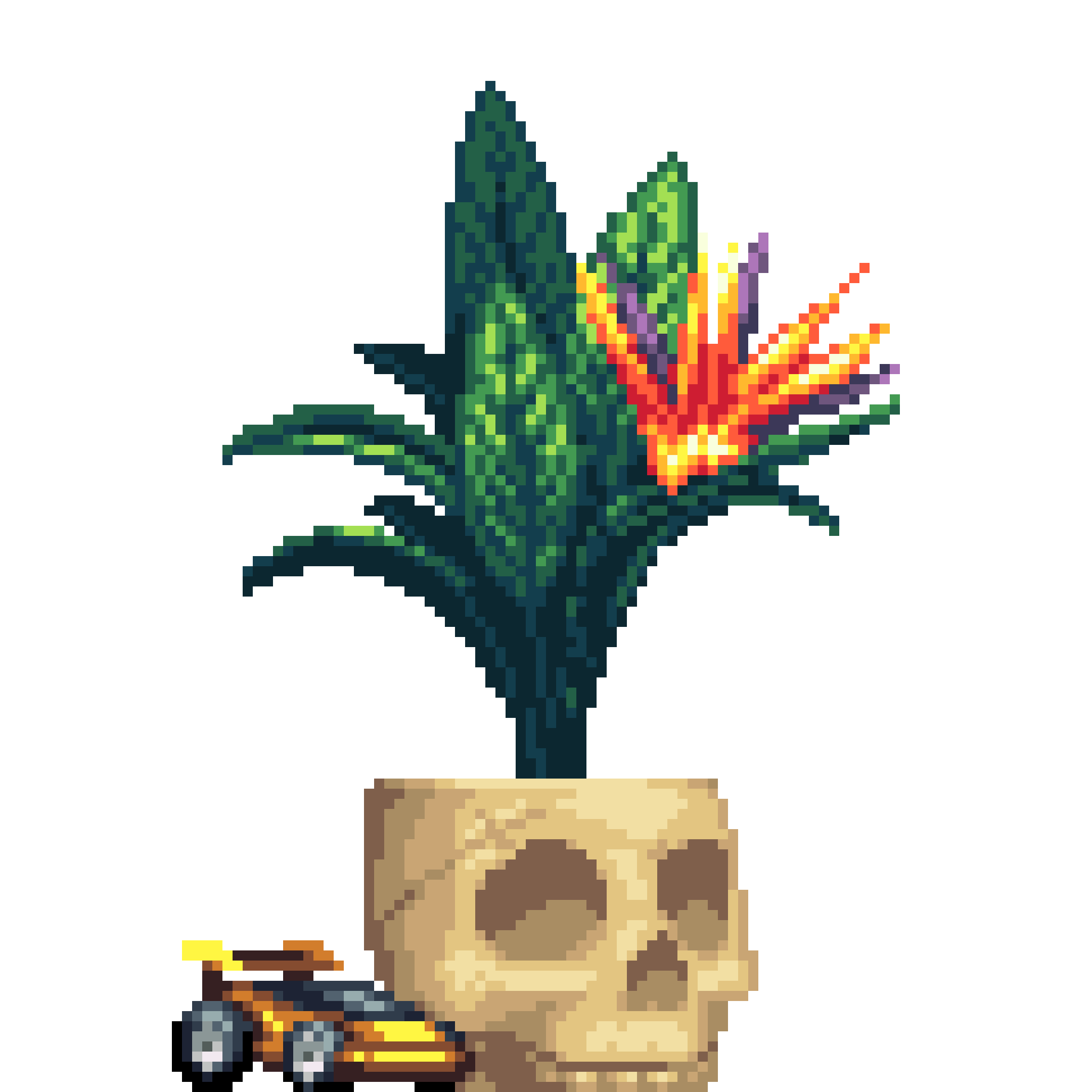 Bird of Paradise in Bone Skull pot with Toy Car